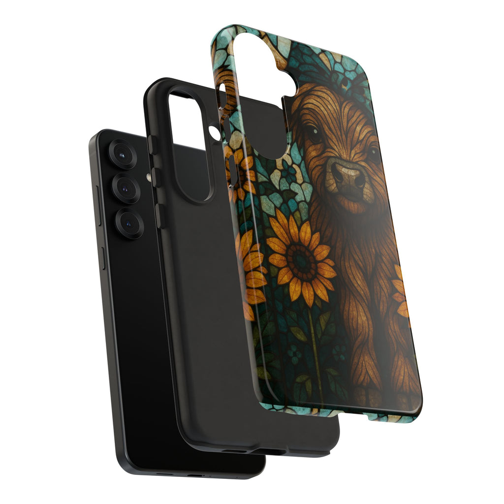 Stained Glass Baby Cow Phone Case – Sunflower Farmhouse Animal Design