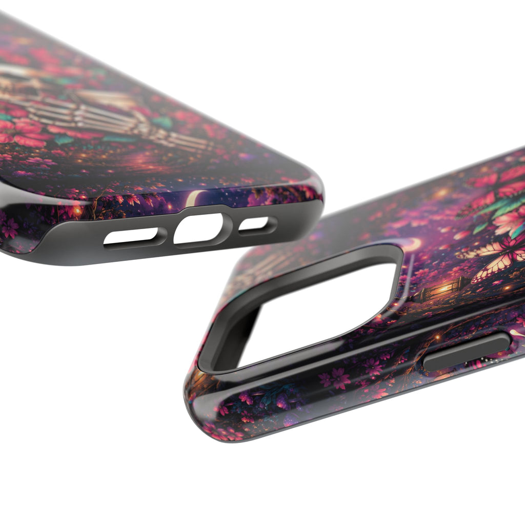 Skull & Butterflies Phone Case – Gothic Floral MagSafe-Compatible Case