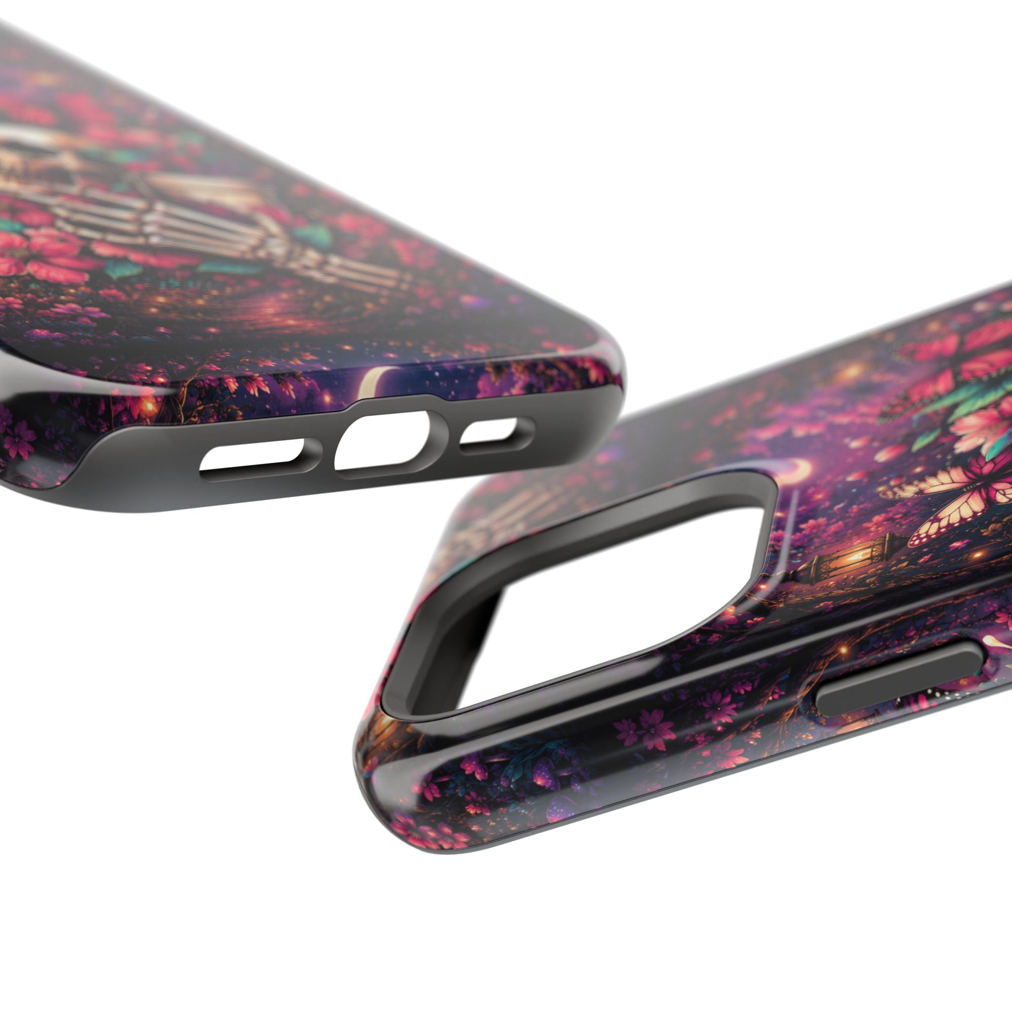 Skull & Butterflies Phone Case – Gothic Floral MagSafe-Compatible Case