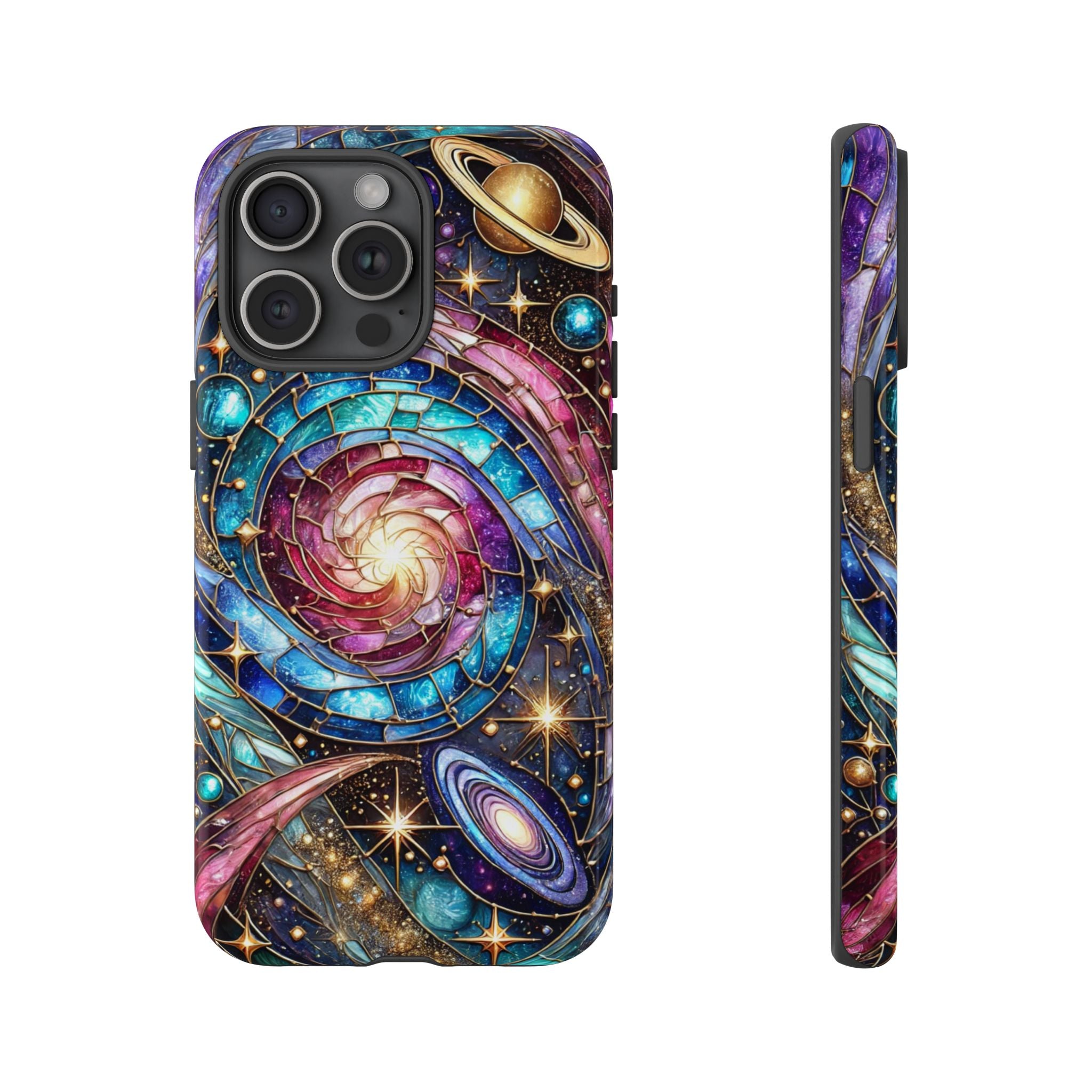 Galaxy Swirl Stained Glass Phone Case – Cosmic Celestial Cover