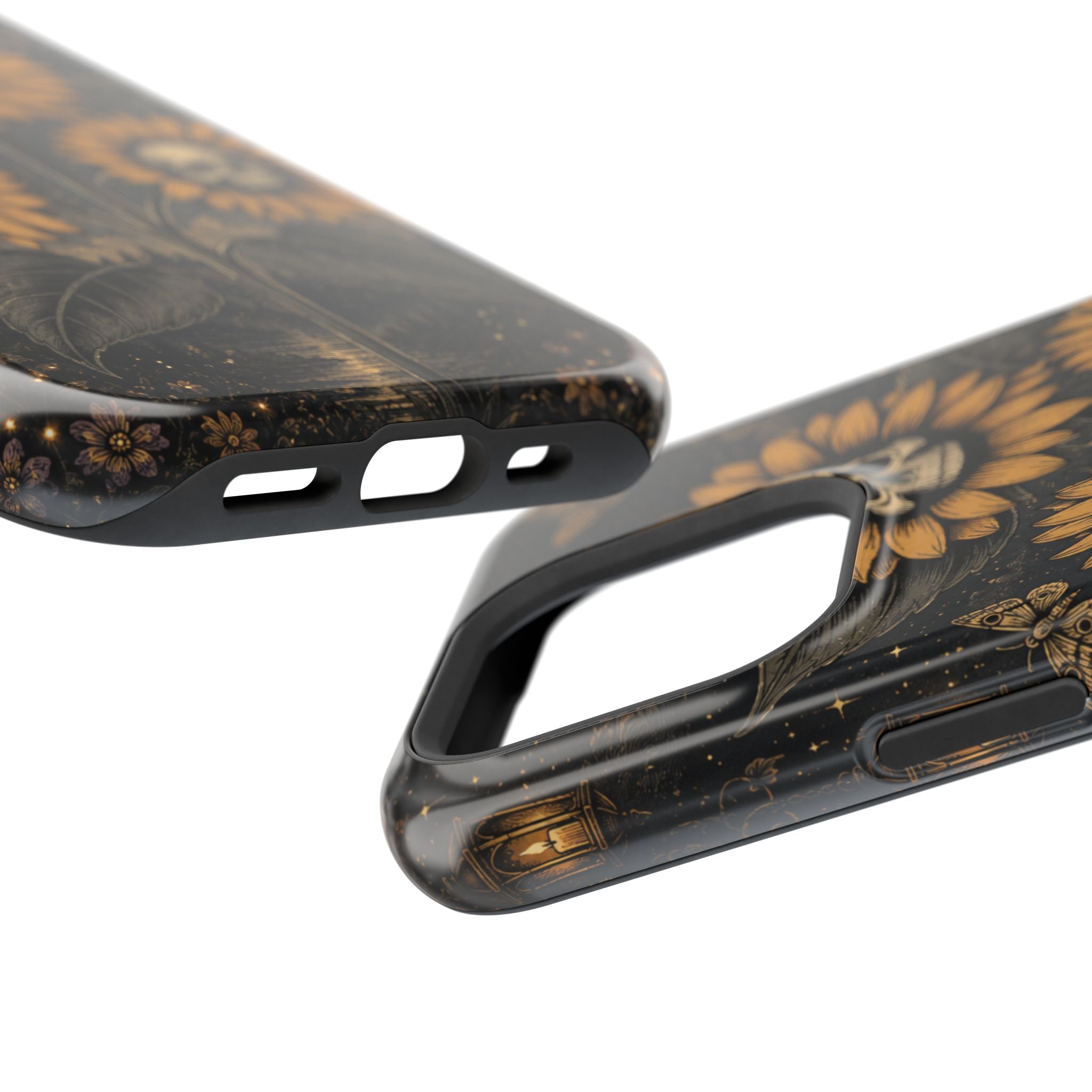 Skull Sunflowers Phone Case – Dark Floral MagSafe-Compatible Cover