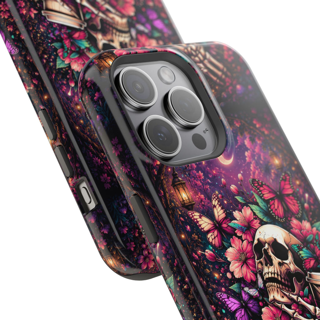 Skull & Butterflies Phone Case – Gothic Floral MagSafe-Compatible Case