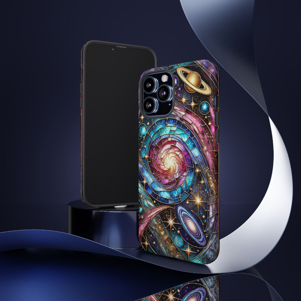 Galaxy Swirl Stained Glass Phone Case – Cosmic Celestial Cover