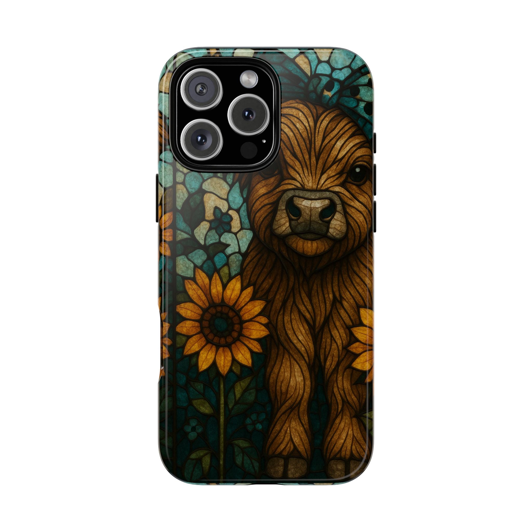 Stained Glass Baby Cow Phone Case – Sunflower Farmhouse Animal Design