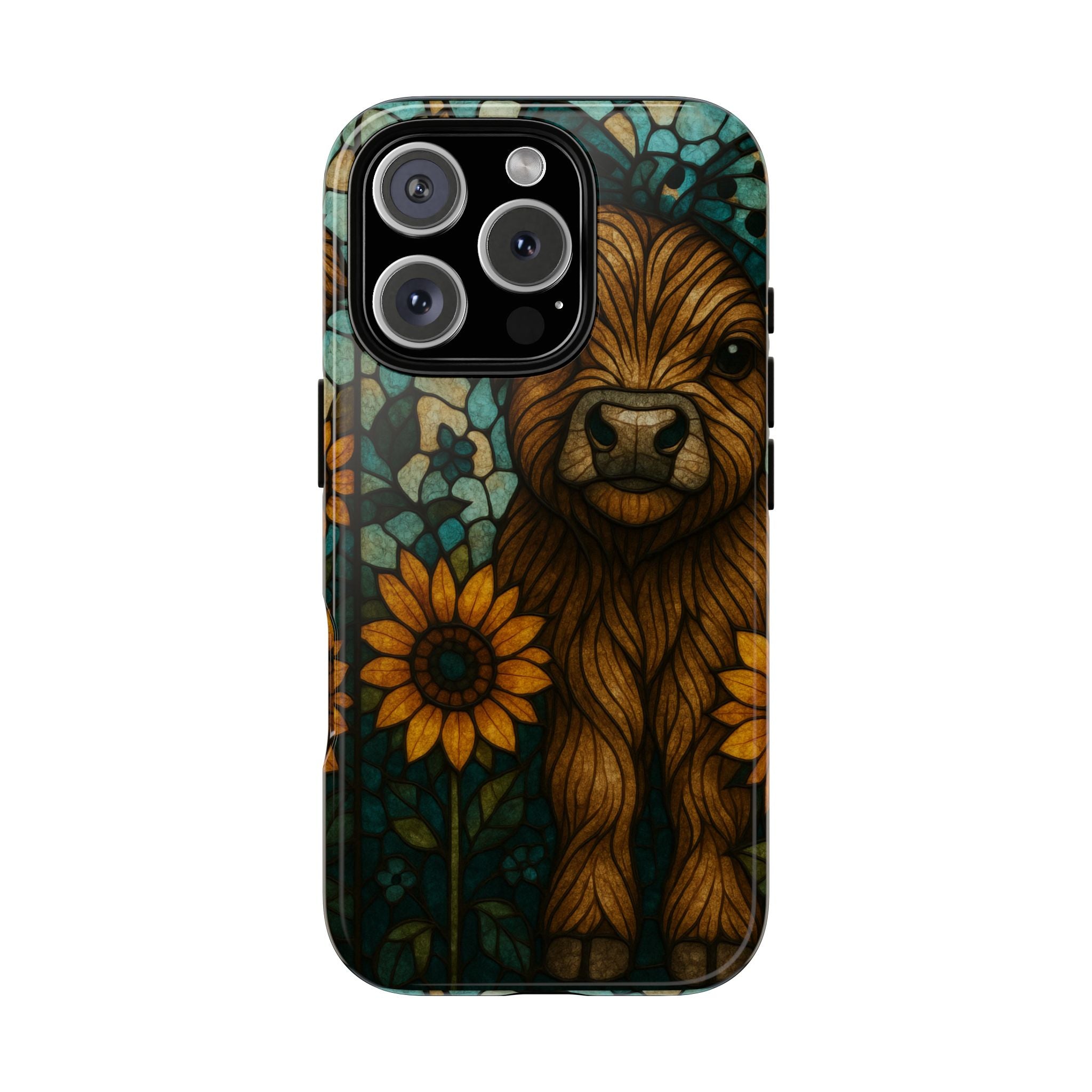 Stained Glass Baby Cow Phone Case – Sunflower Farmhouse Animal Design