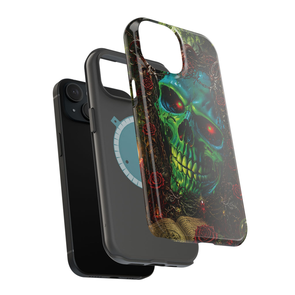 Skull Rose Phone Case – Gothic Impact-Resistant MagSafe-Compatible Cover