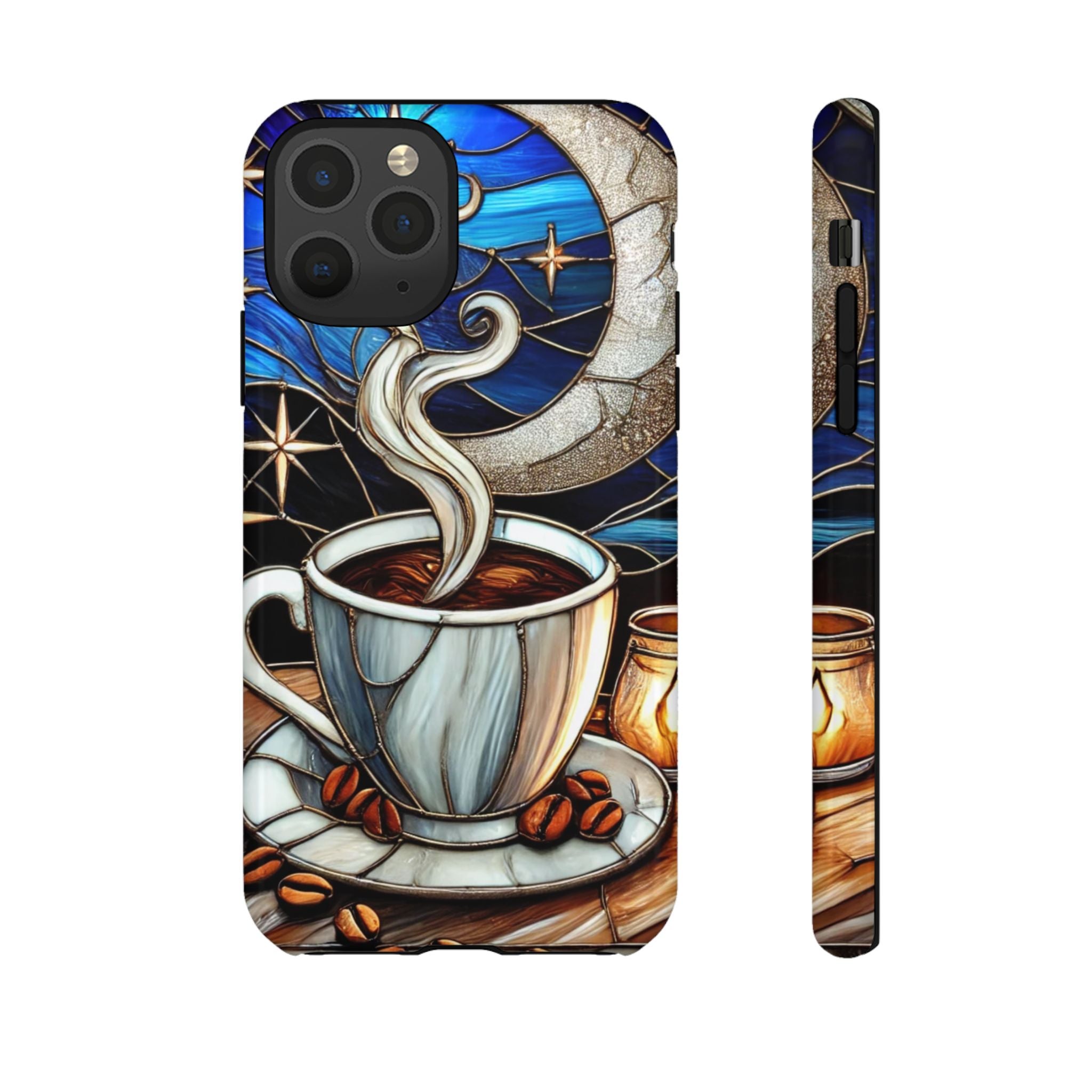 Stained Glass Coffee Phone Case – Cozy Artistic Design for Coffee Lovers