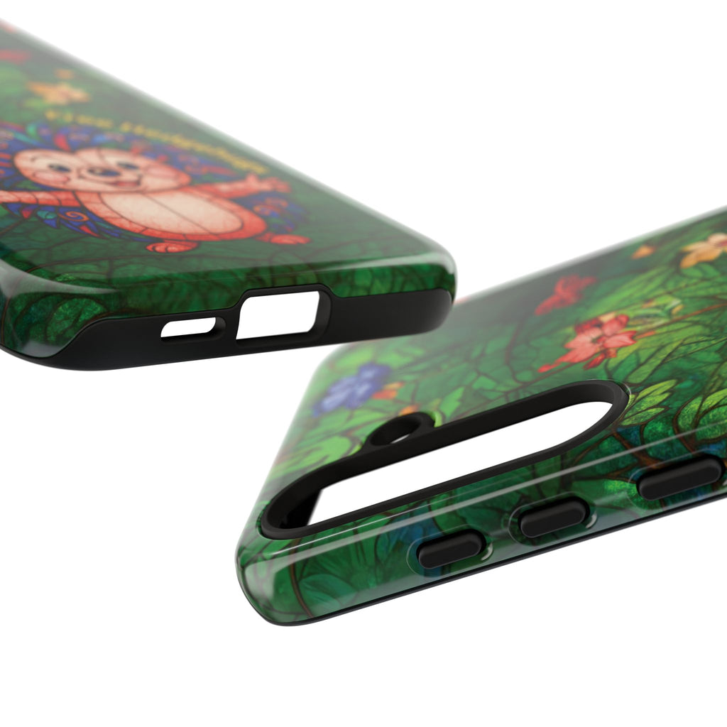 Stained Glass Hedgehog Phone Case – "Free Hedgehugs" Floral Design