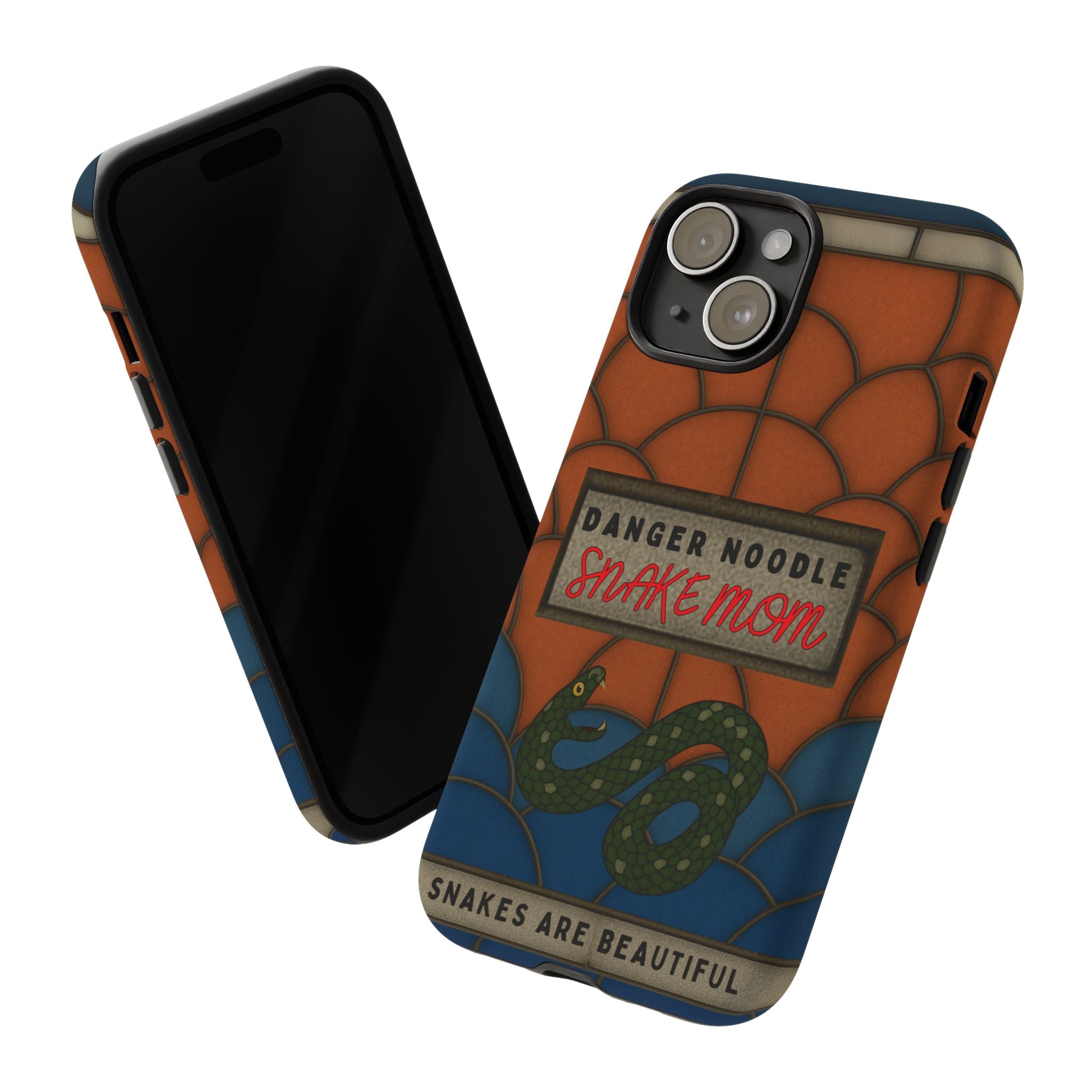 Danger Noodle Snake Mom Phone Case | Snakes Are Beautiful |Stained Glass Snake Art | Funny Snake Lover Gift |  Reptile Mom Phone Cover