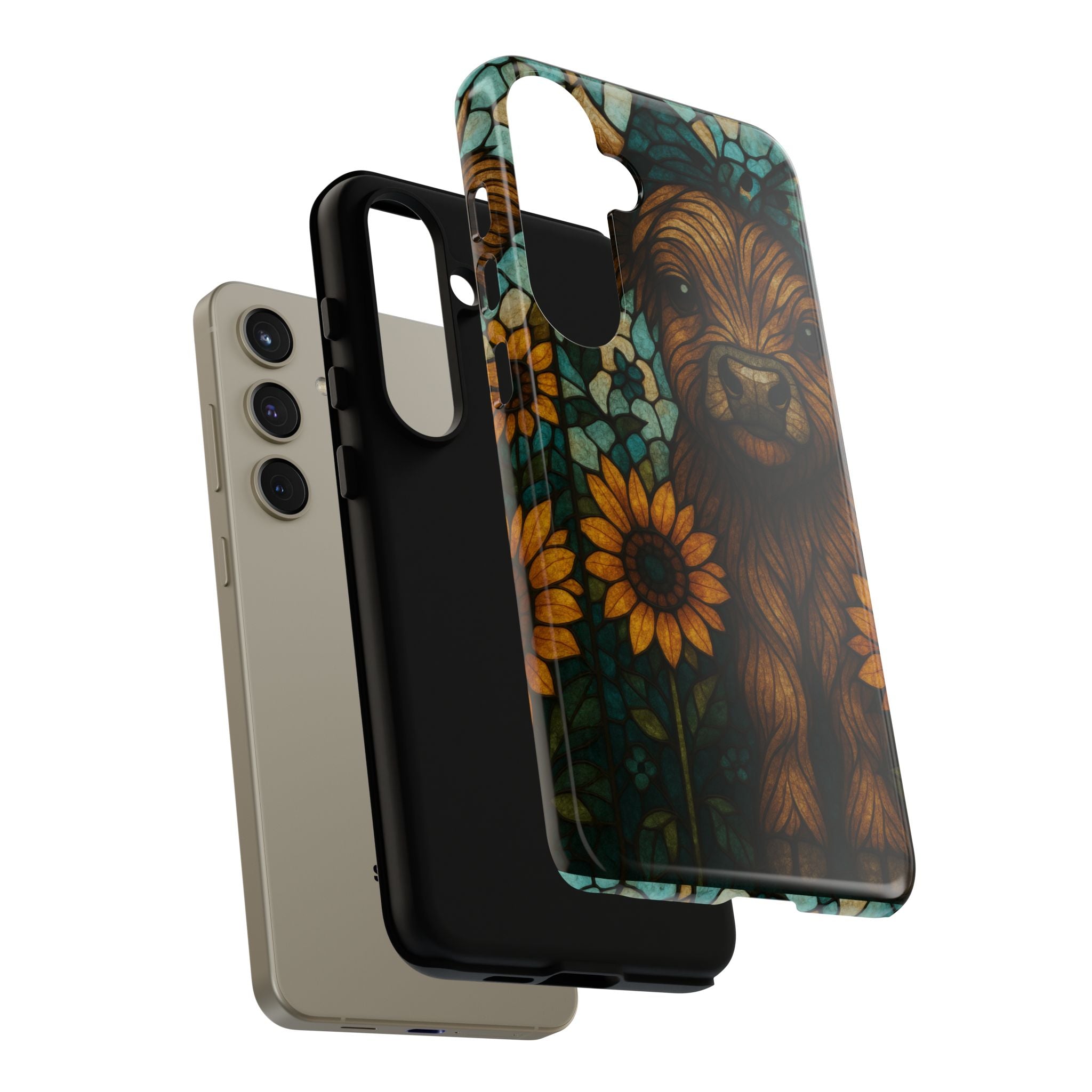 Stained Glass Baby Cow Phone Case – Sunflower Farmhouse Animal Design