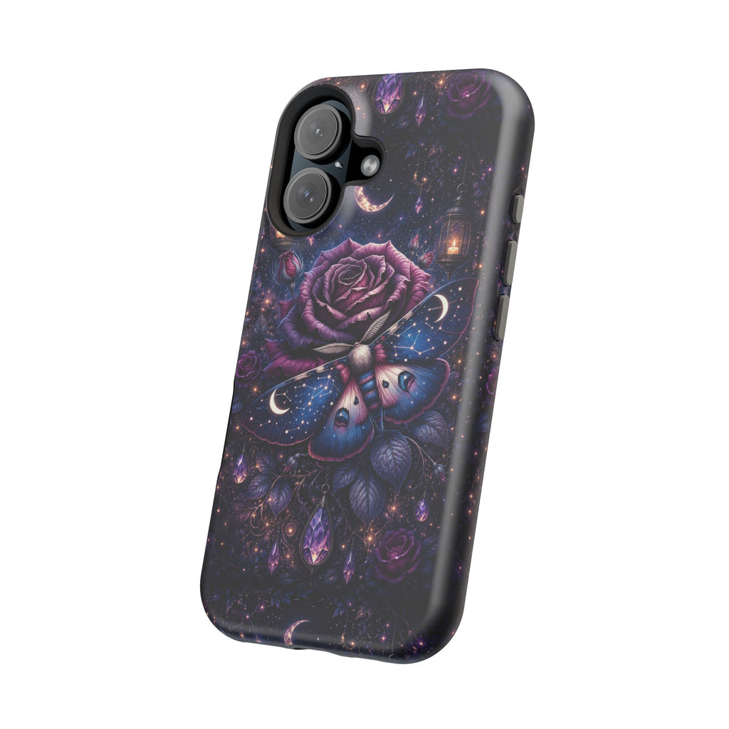 Mystical Rose & Moth Phone Case – Floral MagSafe-Compatible Cover