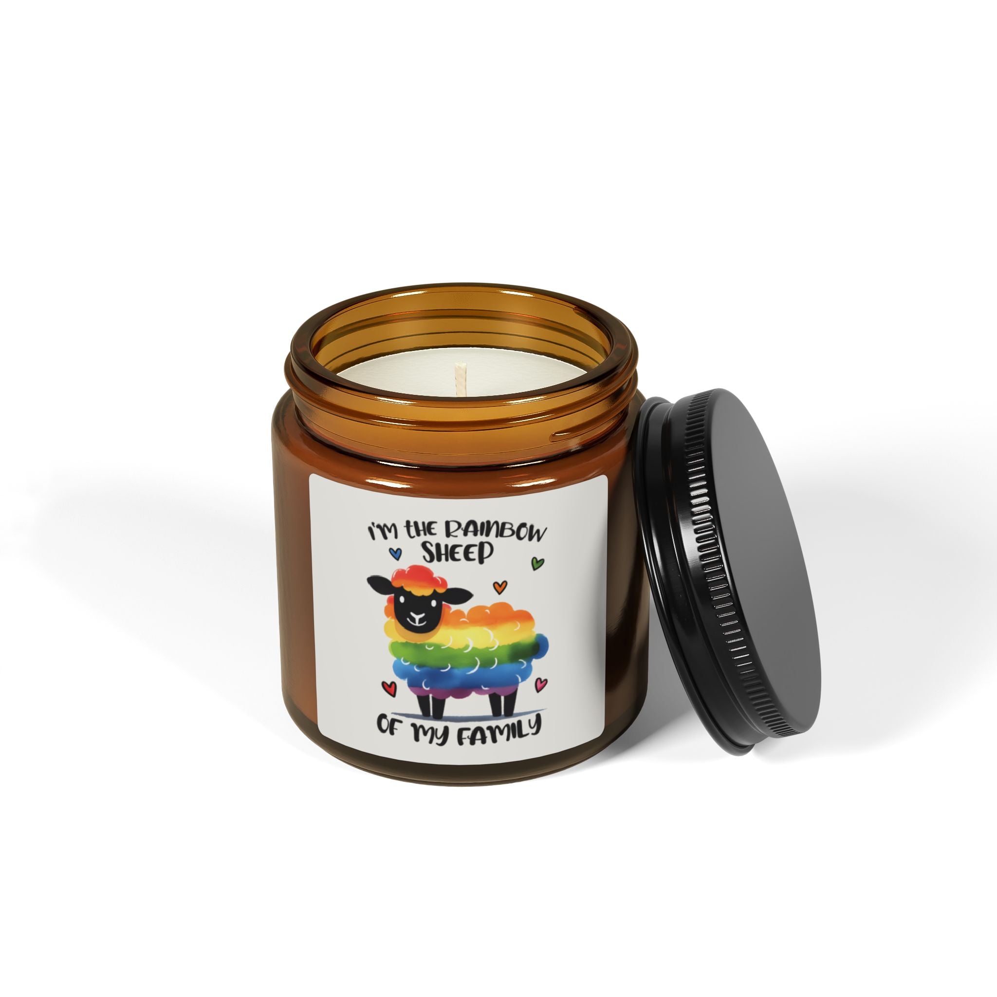 Rainbow Sheep Scented Soy Candle, LGBTQ Inclusive Statement Gift Candle For Friend, Graduation Present from Mom Dad Family Pride Celebration