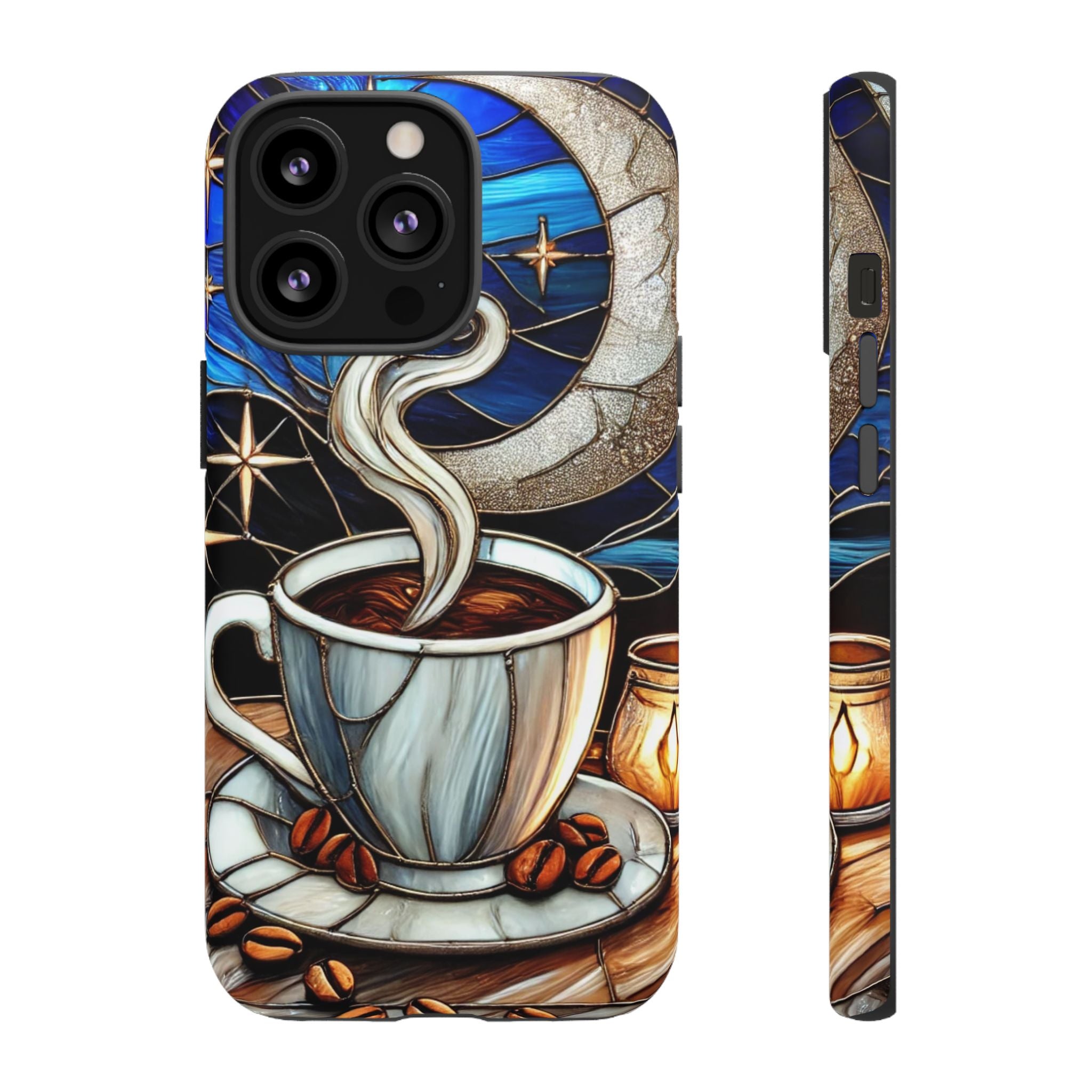 Stained Glass Coffee Phone Case – Cozy Artistic Design for Coffee Lovers