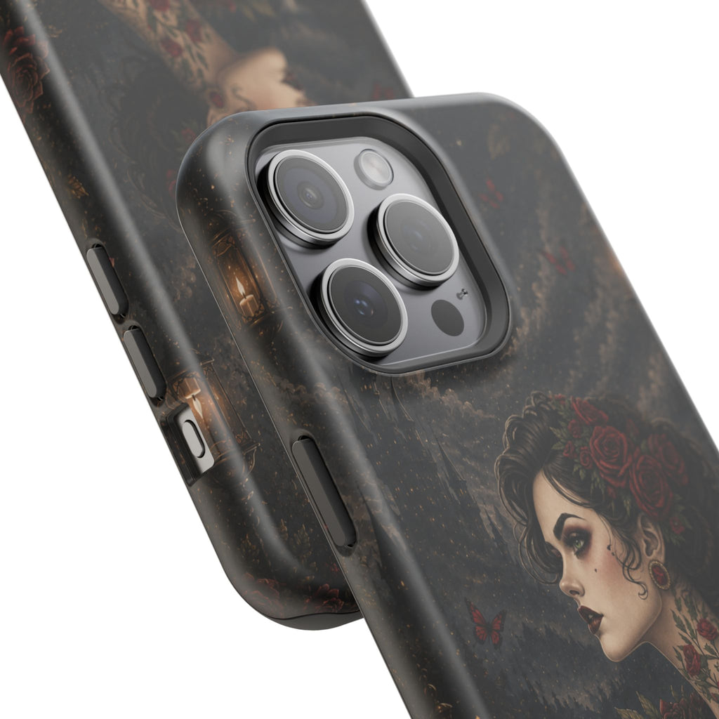 Gothic Rose Portrait Phone Case – Dark Romance MagSafe-Compatible Cover