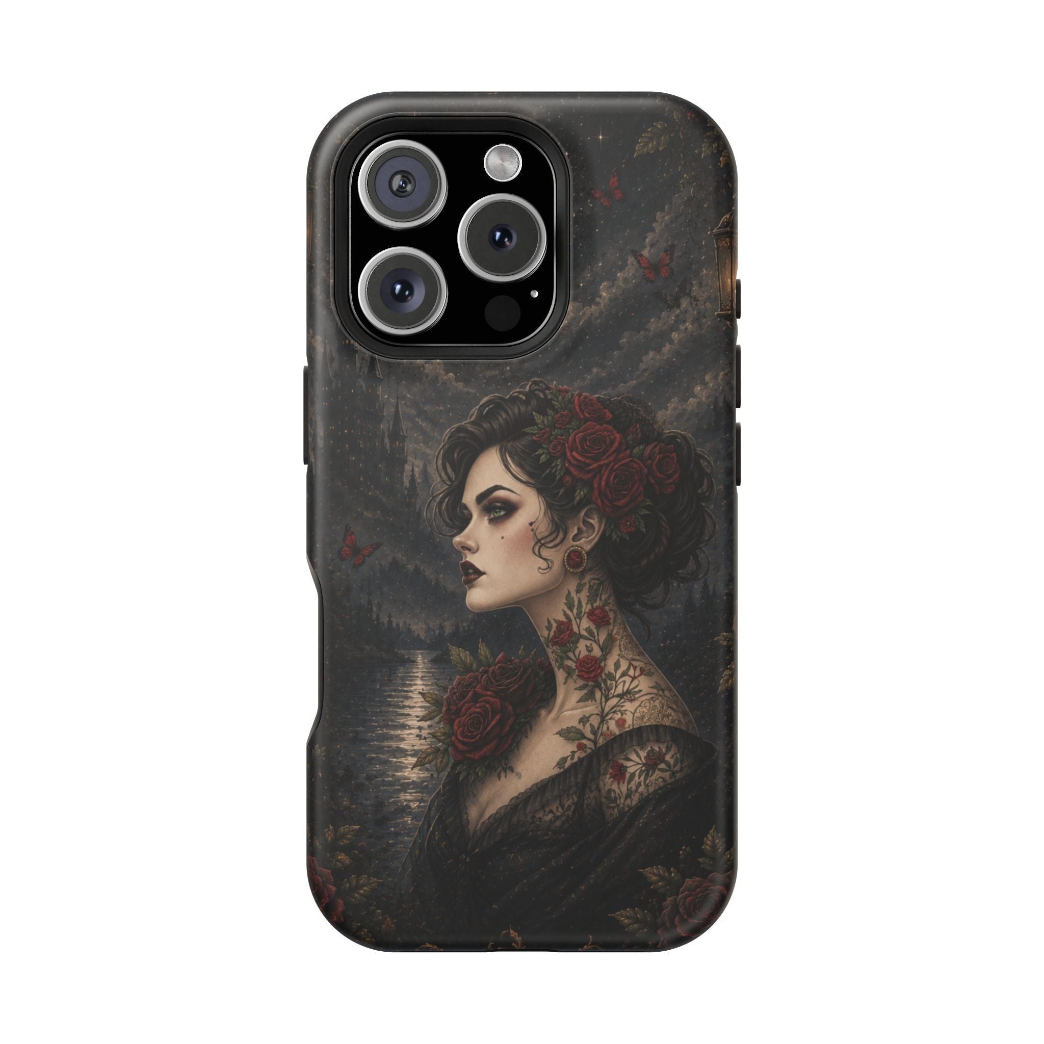 Gothic Rose Portrait Phone Case – Dark Romance MagSafe-Compatible Cover