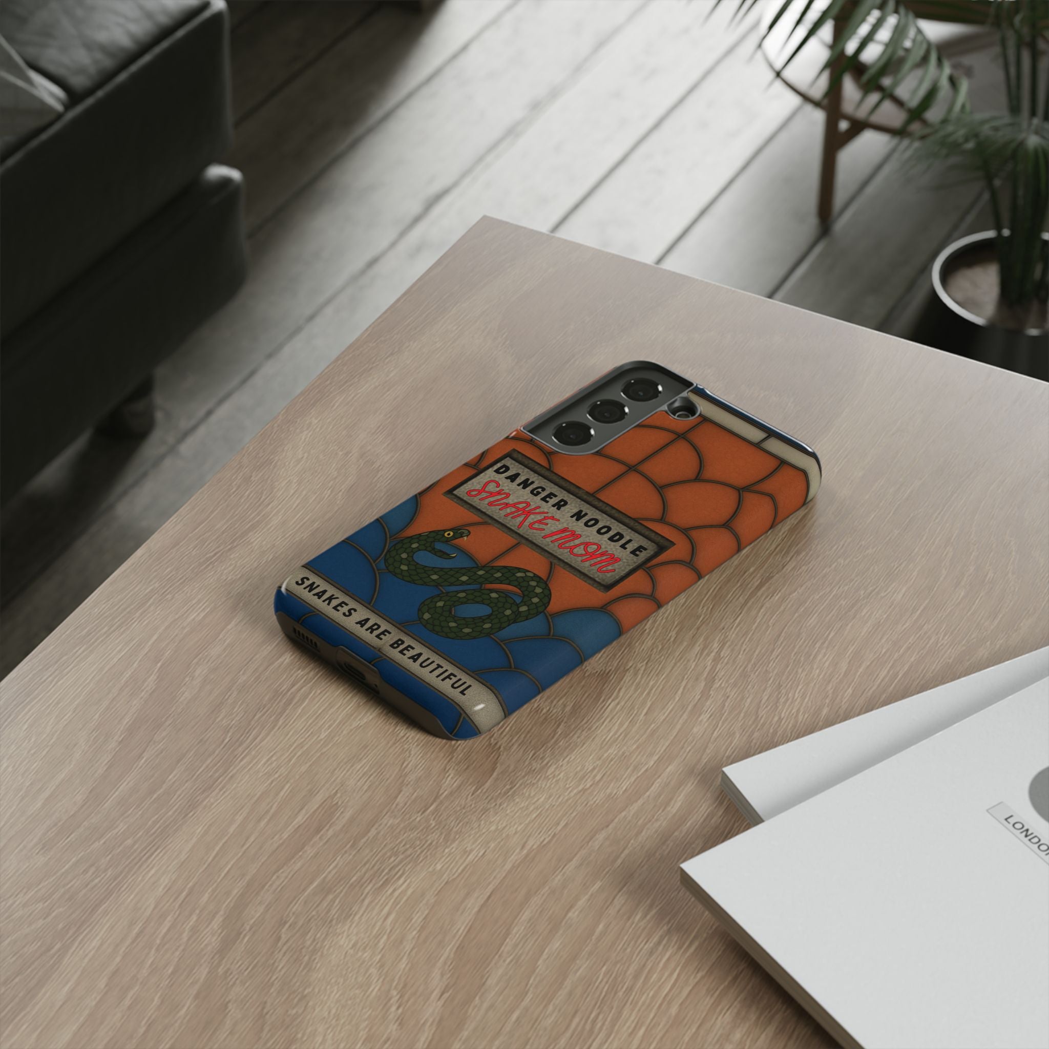 Danger Noodle Snake Mom Phone Case | Snakes Are Beautiful |Stained Glass Snake Art | Funny Snake Lover Gift |  Reptile Mom Phone Cover