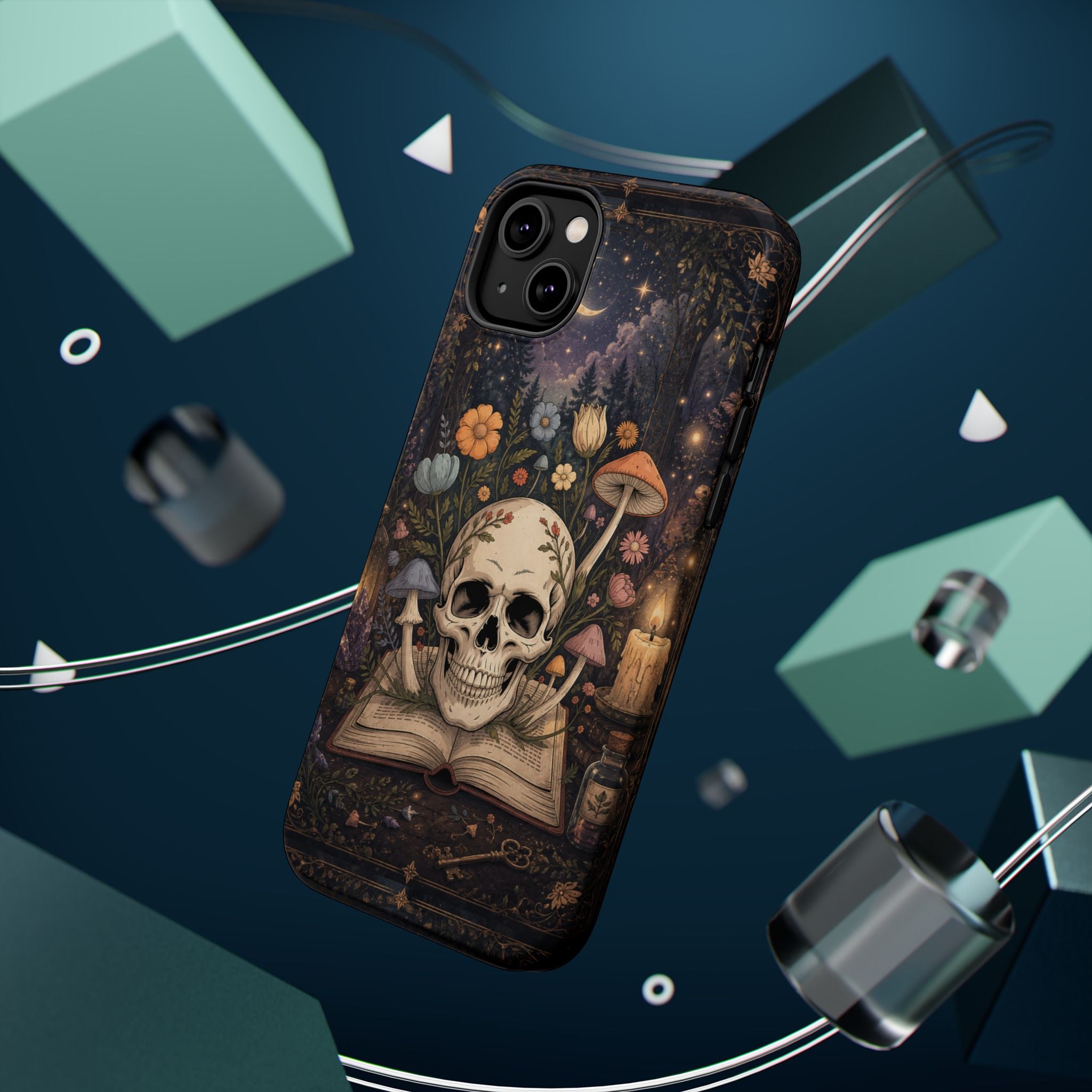 Skull & Mushroom Phone Case – Gothic MagSafe-Compatible Impact-Resistant Case