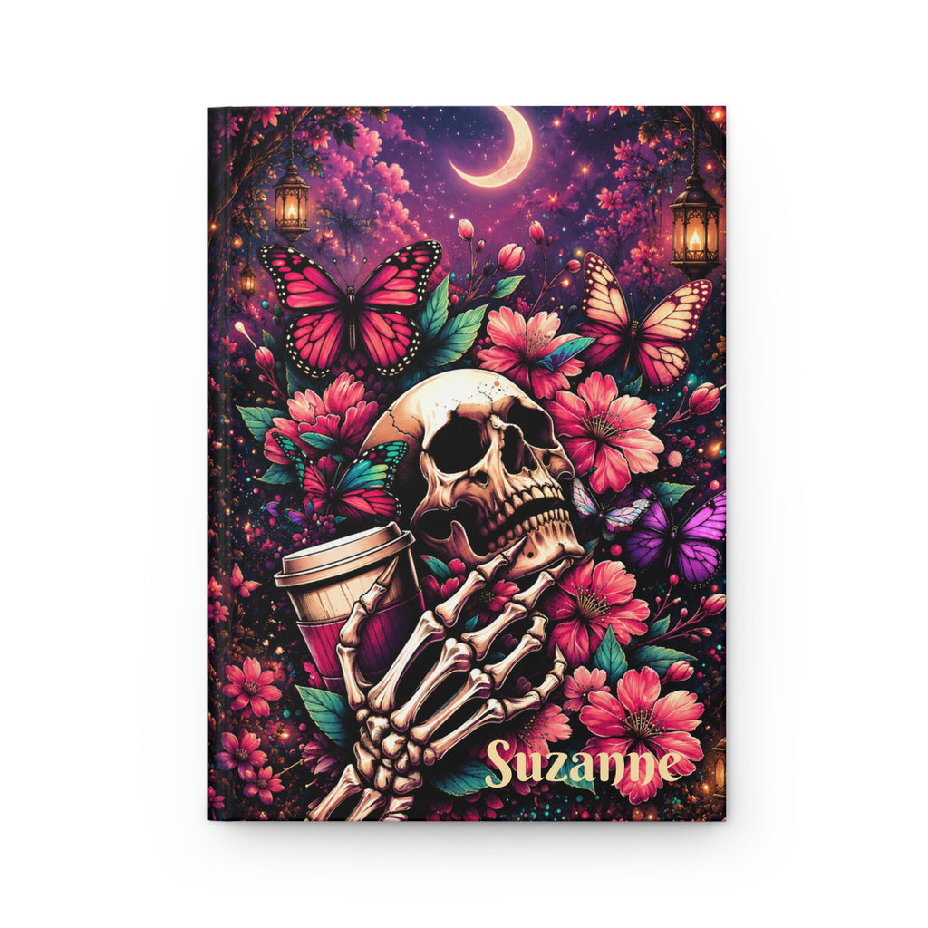 Personalized Floral Skull & Butterfly Journal — Custom Name Hardcover Notebook | Lined Pages, Witchy Gothic Gift