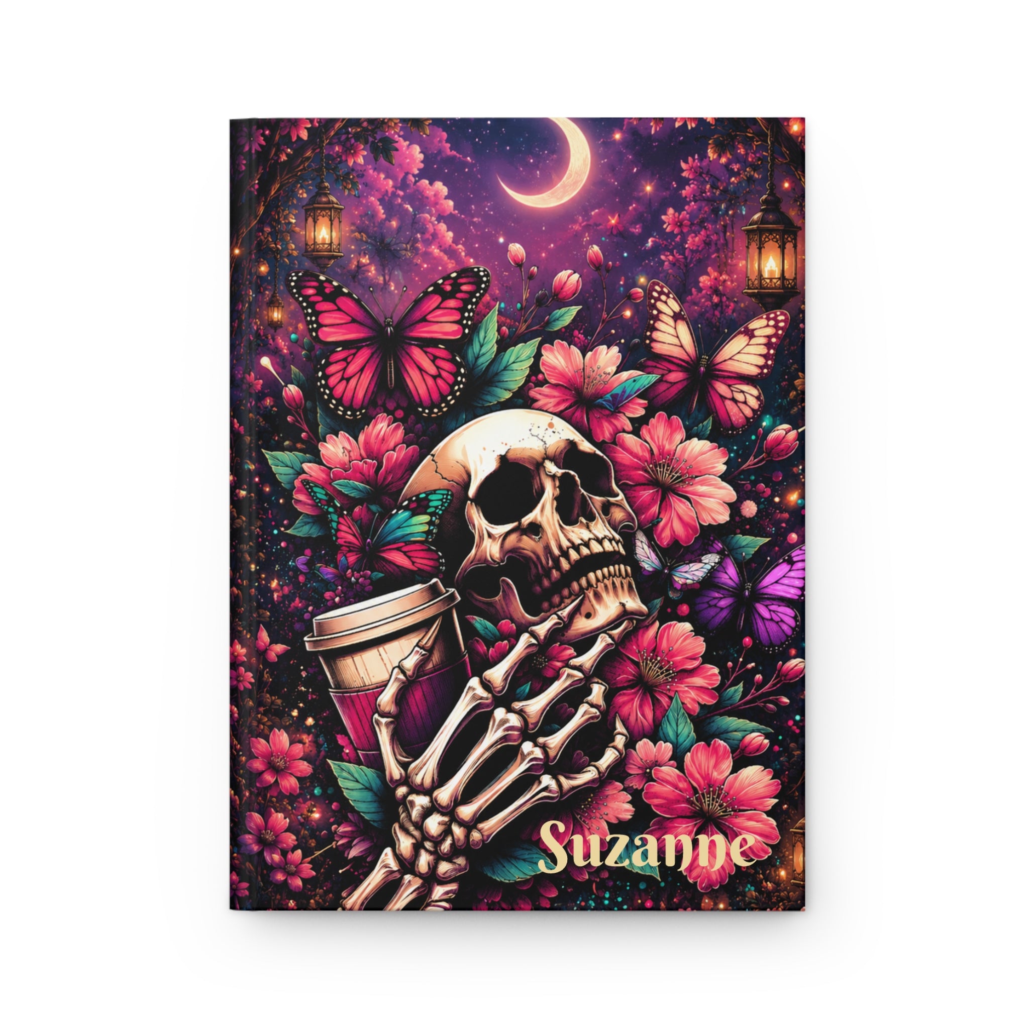 Personalized Floral Skull & Butterfly Journal — Custom Name Hardcover Notebook | Lined Pages, Witchy Gothic Gift