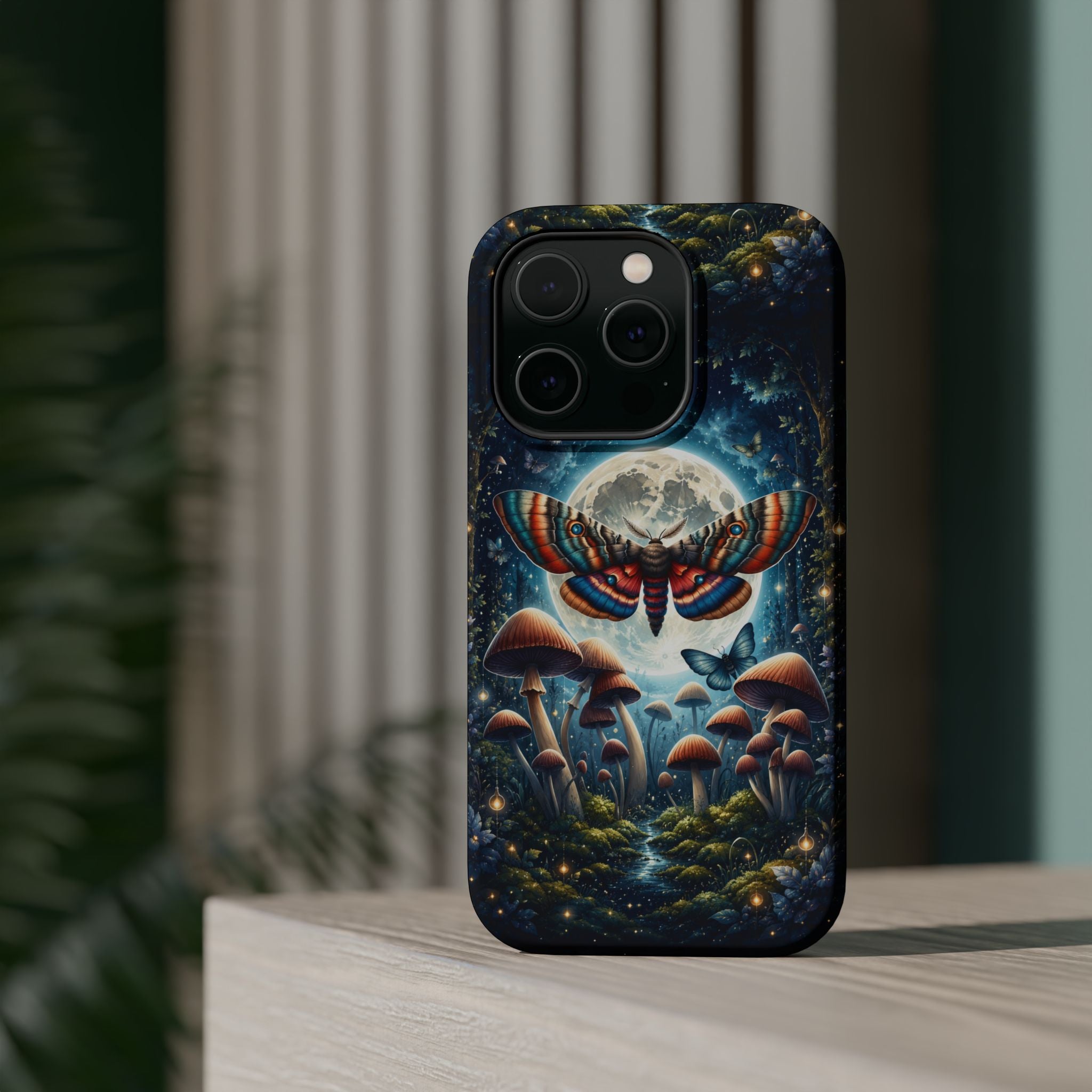 Mystic Moth Moon Phone Case – Whimsical MagSafe-Compatible Cover