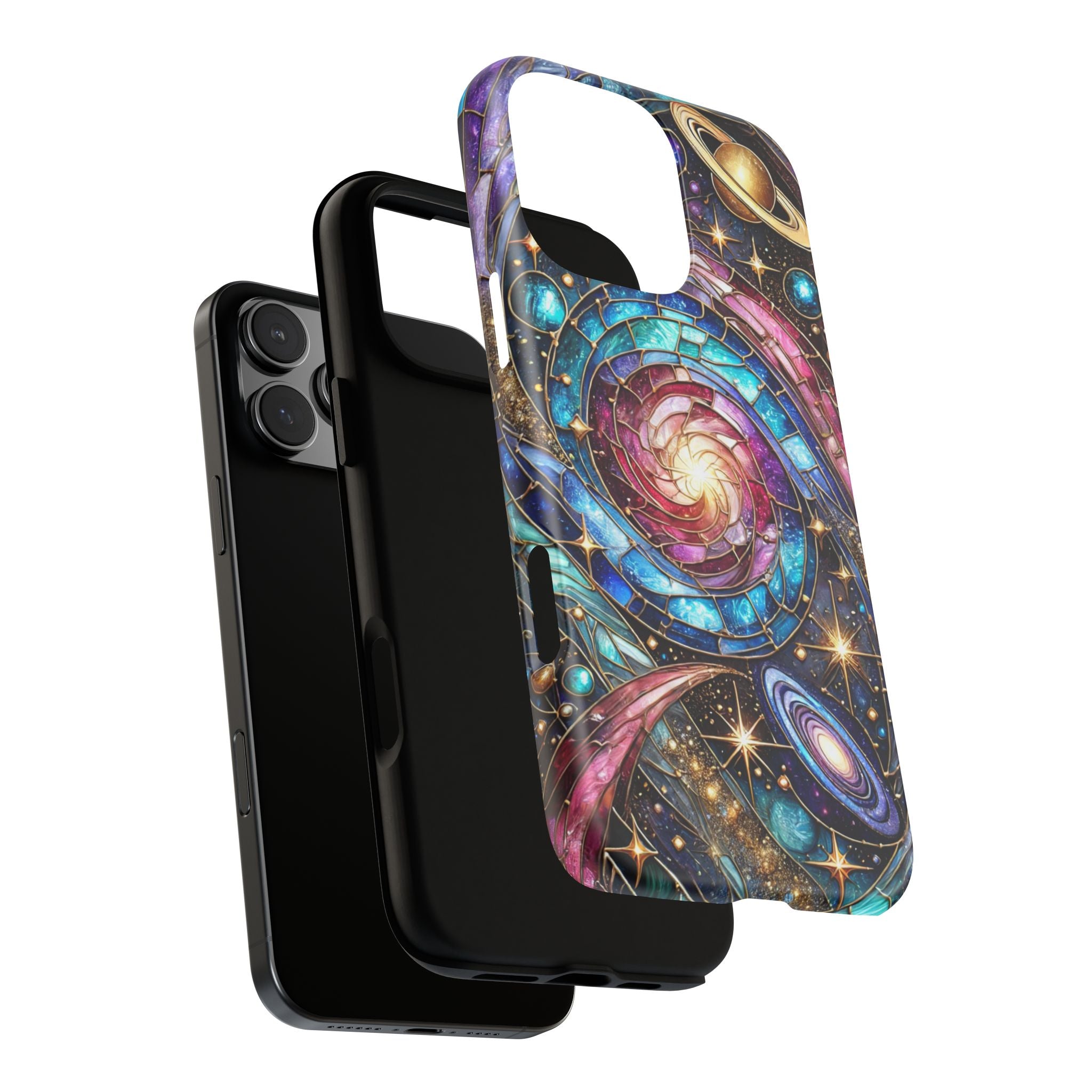 Galaxy Swirl Stained Glass Phone Case – Cosmic Celestial Cover