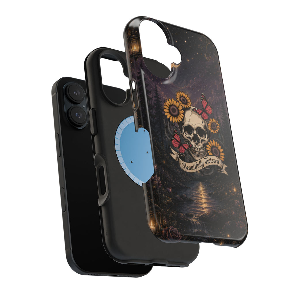 Skull, Sunflowers & Butterflies Phone Case – "Beautifully Twisted" MagSafe Cover