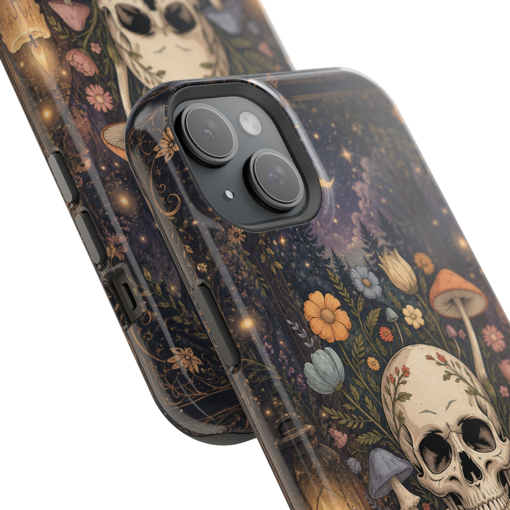 Skull & Mushroom Phone Case – Gothic MagSafe-Compatible Impact-Resistant Case