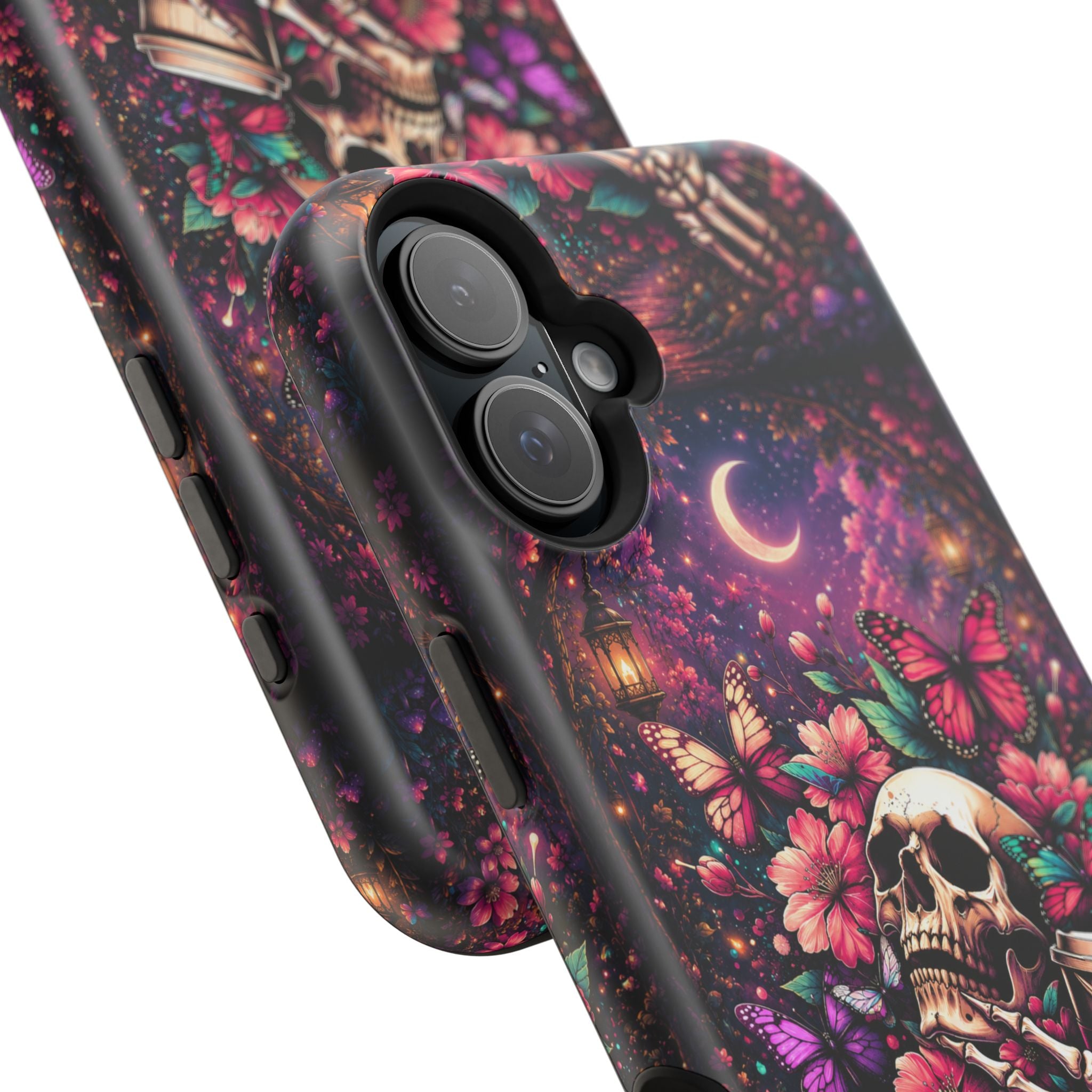 Skull & Butterflies Phone Case – Gothic Floral MagSafe-Compatible Case