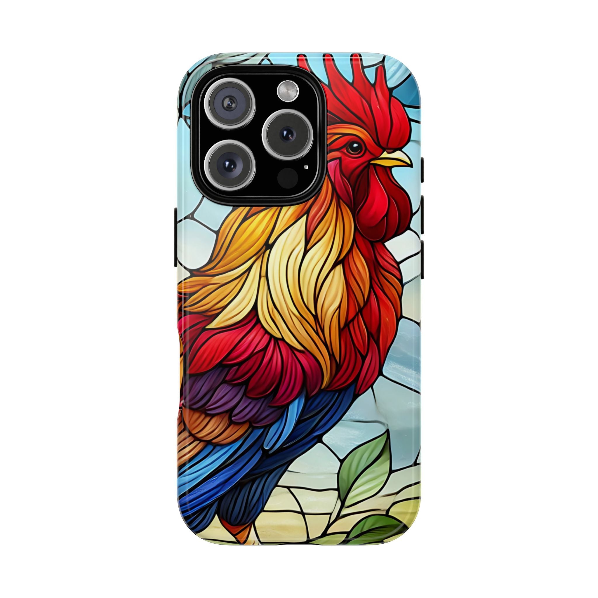 Colorful Stained Glass Rooster Android Case, Tough Protective Phone Cover, Farmhouse Decor Protective Phone Case, Unique Chicken Design