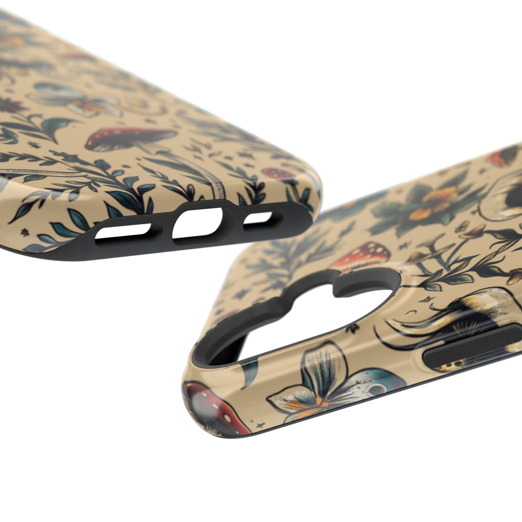 Vintage Botanical Mushroom Phone Case – MagSafe-Compatible Cover