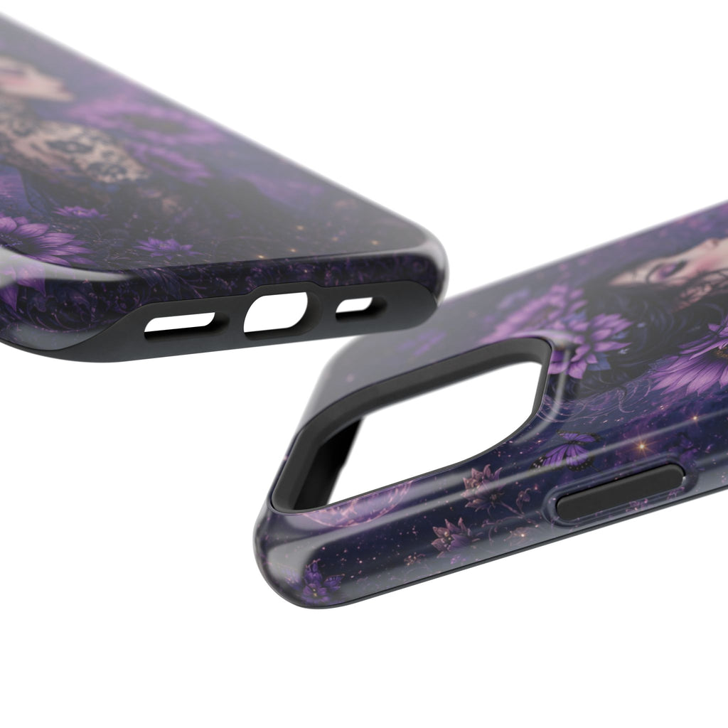 Gothic Floral Woman Phone Case – Dark Botanical MagSafe-Compatible Cover