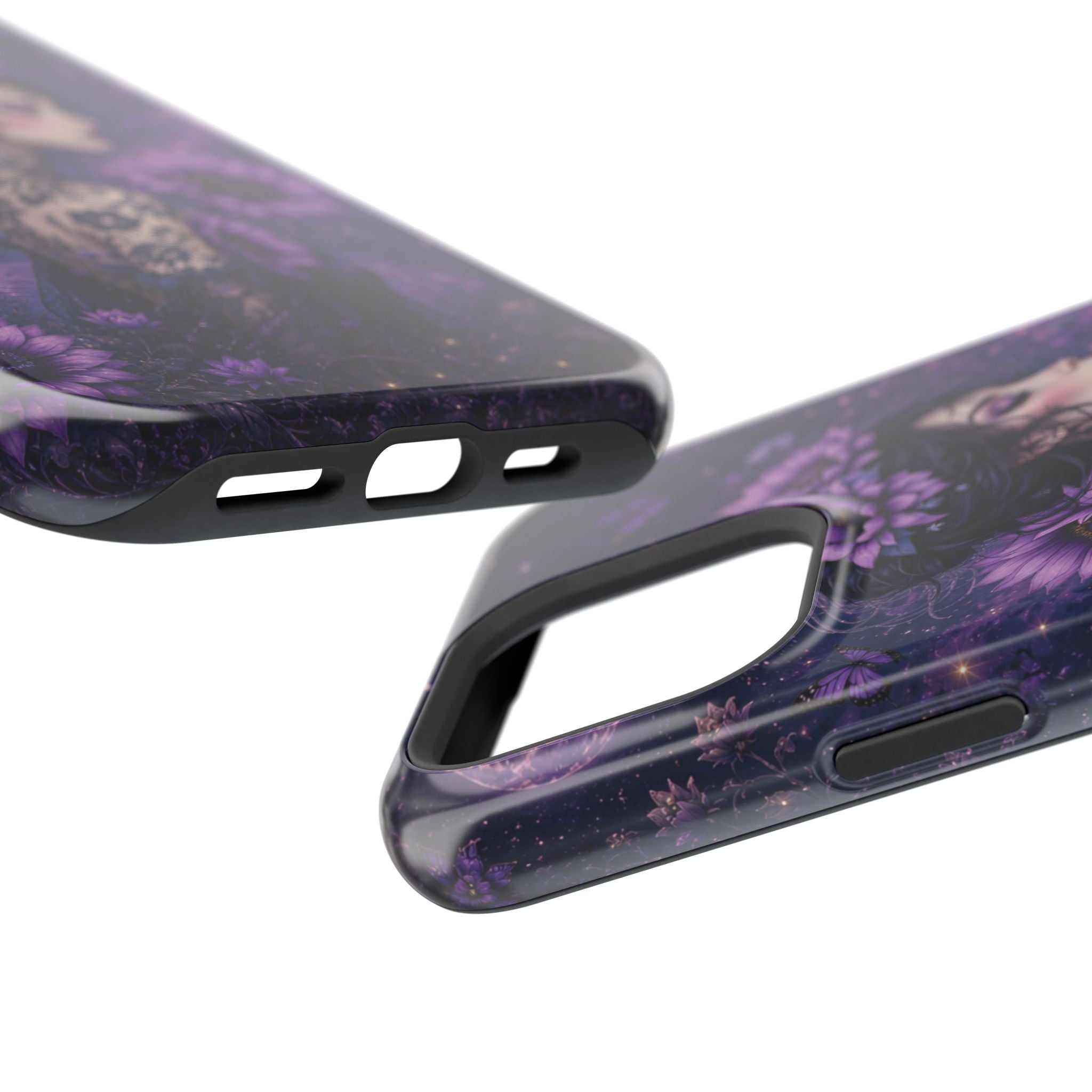 Gothic Floral Woman Phone Case – Dark Botanical MagSafe-Compatible Cover