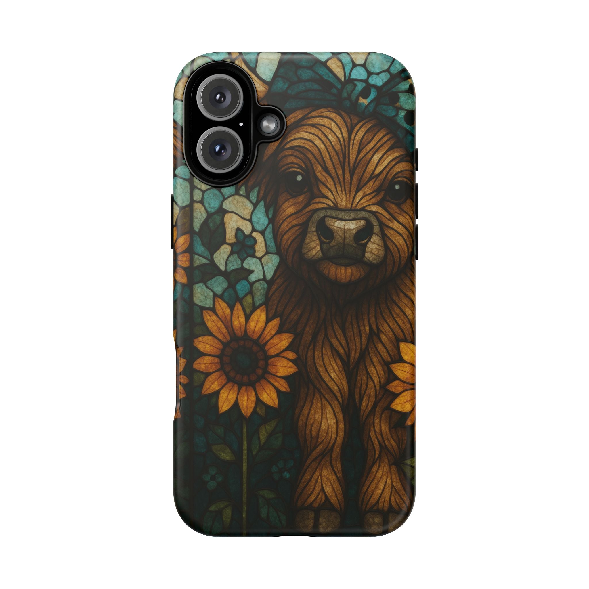 Stained Glass Baby Cow Phone Case – Sunflower Farmhouse Animal Design