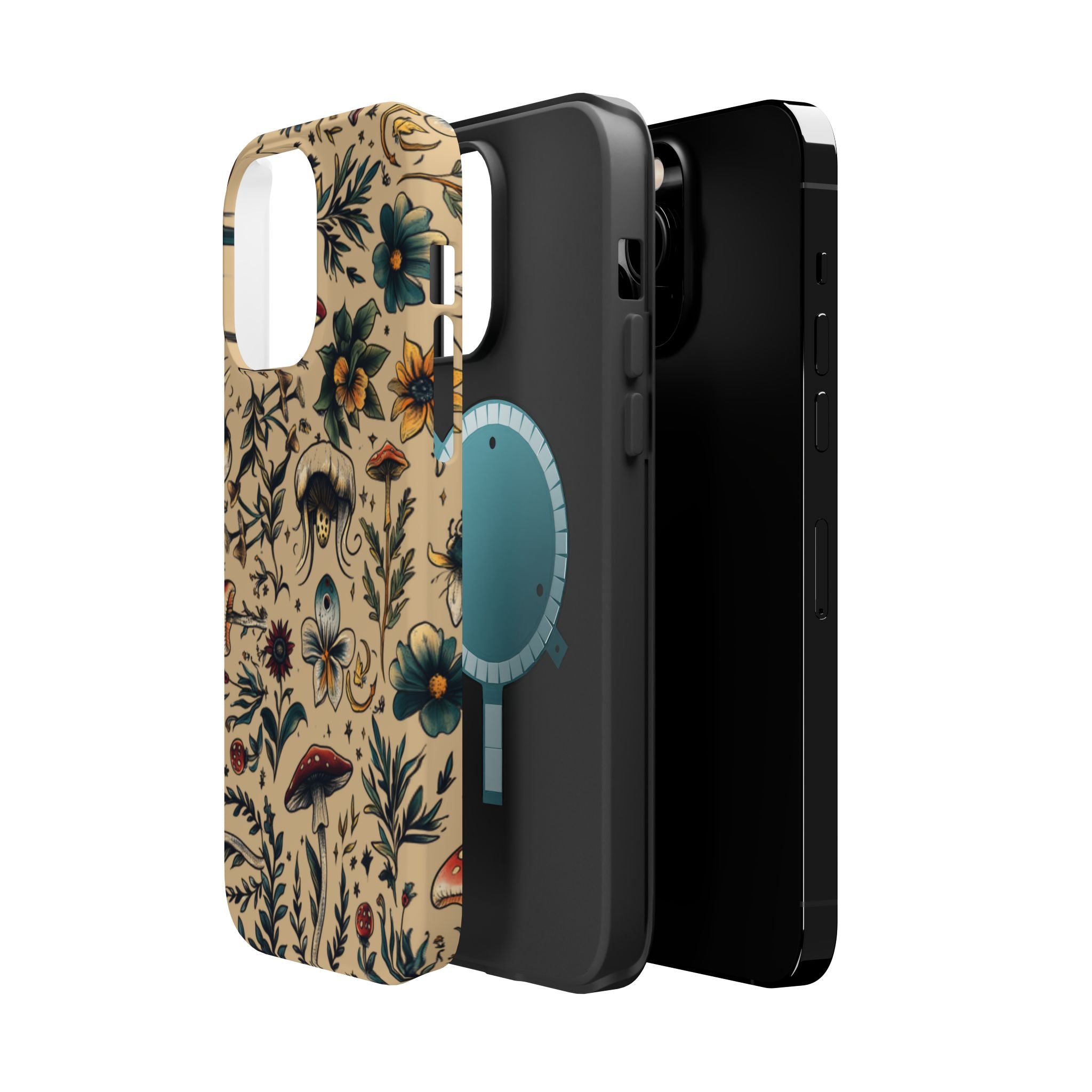 Vintage Botanical Mushroom Phone Case – MagSafe-Compatible Cover