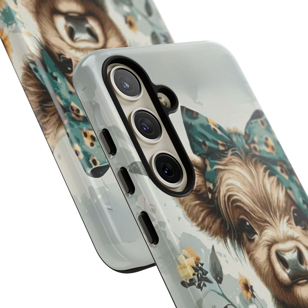 Adorable Cow Phone Case – Floral Farmhouse Design, Cute Animal Lover Gift