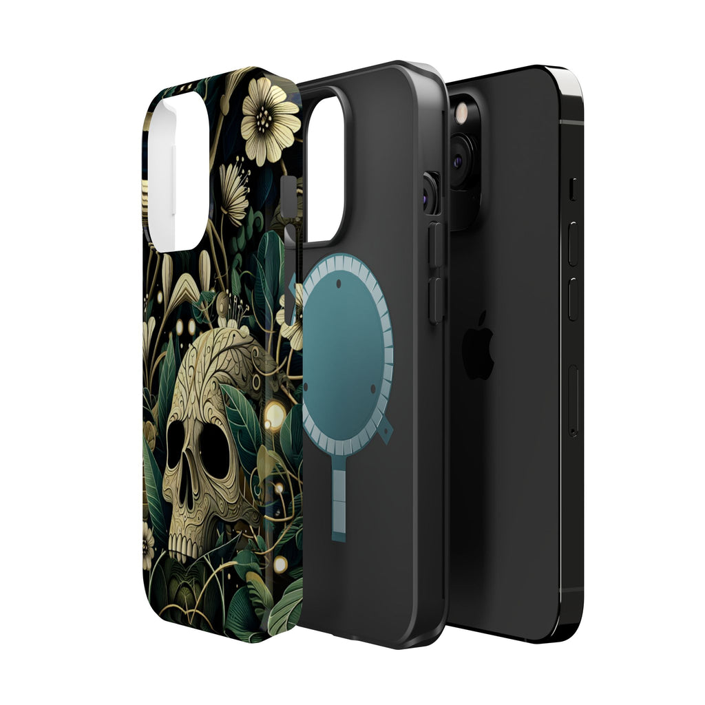 Floral Skull Phone Case – Botanical Gothic MagSafe-Compatible Cover