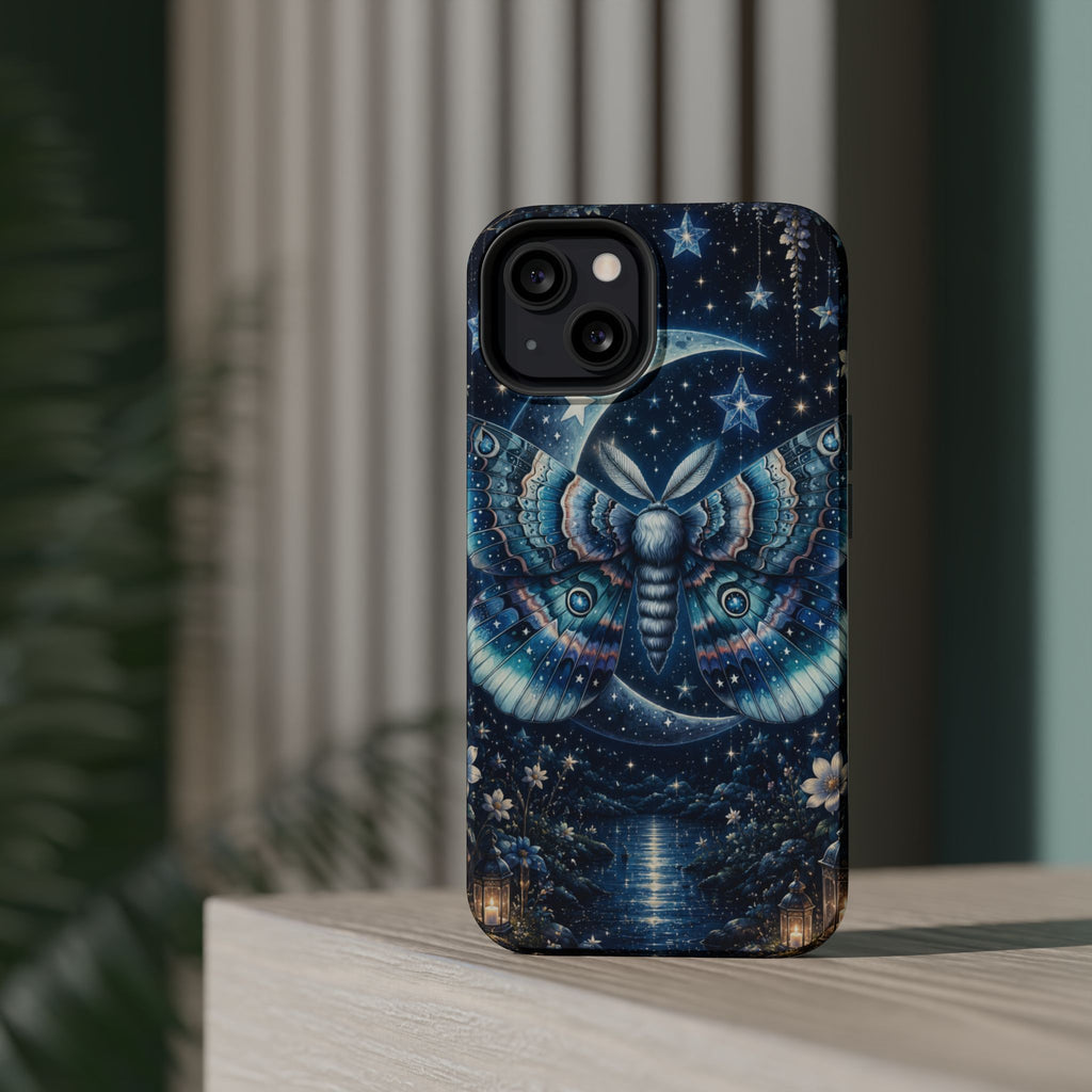 Mystic Moth Moon Phone Case – Night Sky MagSafe-Compatible Cover