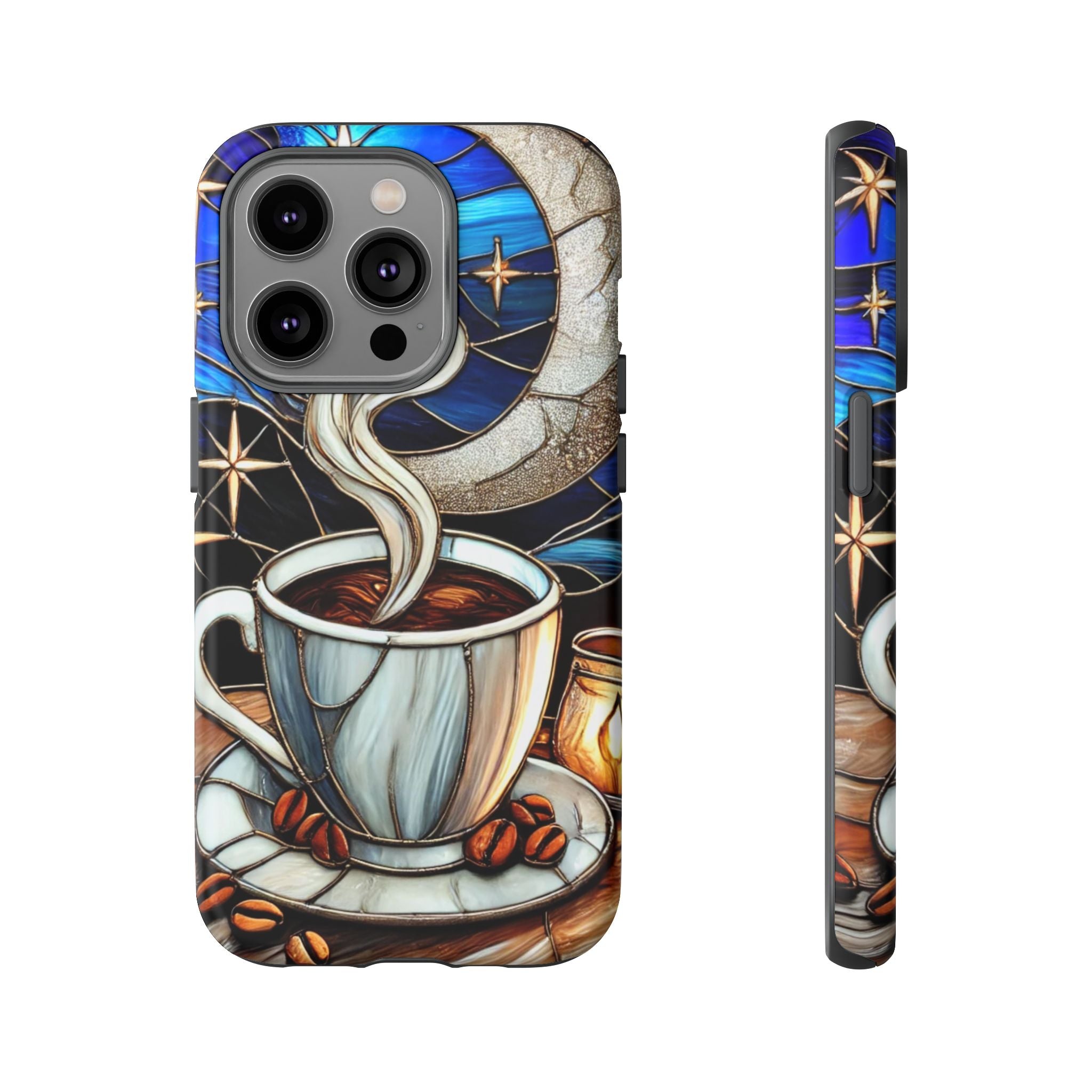 Stained Glass Coffee Phone Case – Cozy Artistic Design for Coffee Lovers