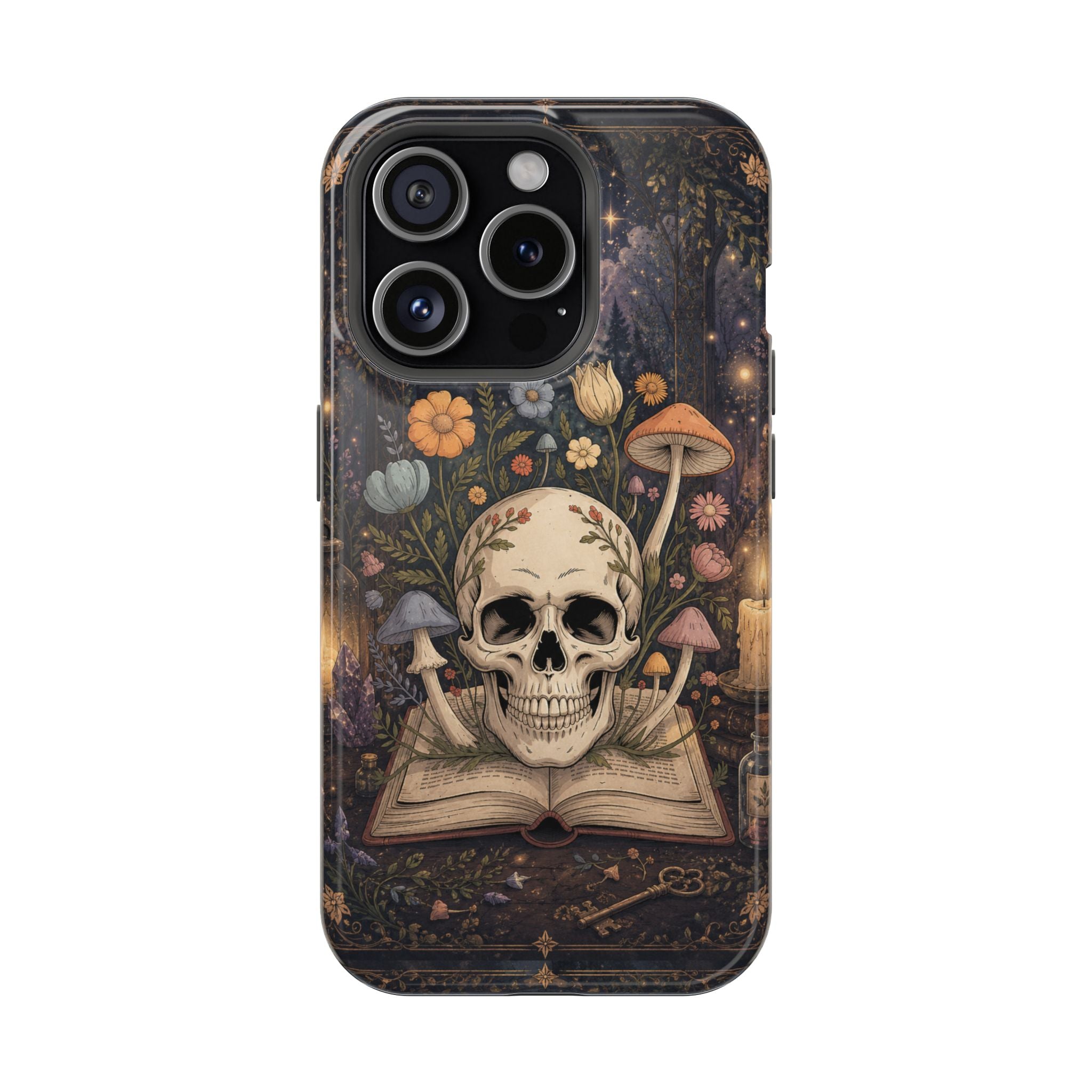 Skull & Mushroom Phone Case – Gothic MagSafe-Compatible Impact-Resistant Case