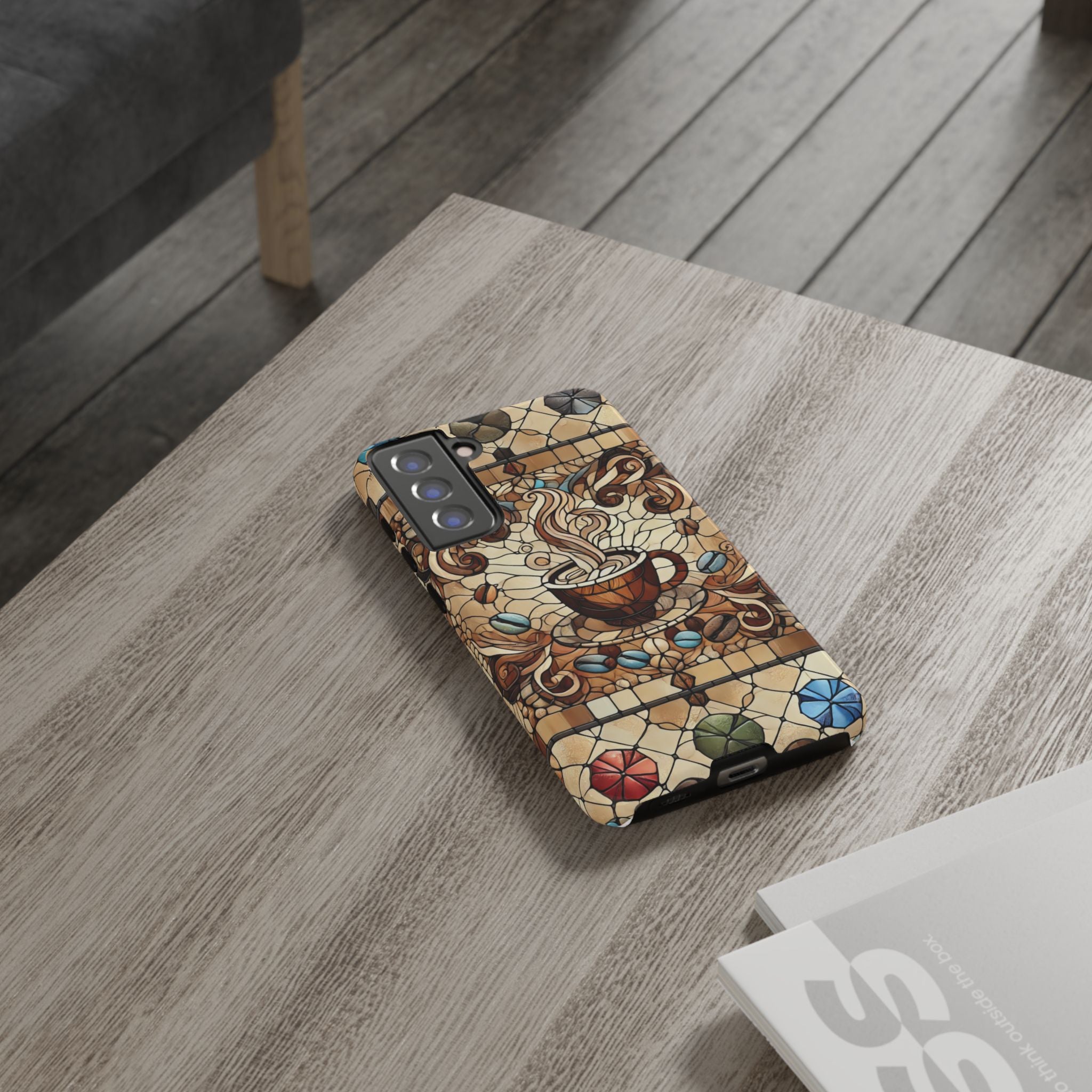 Stained Glass Coffee Android Phone Case – Shockproof TPU, 3D Wrap