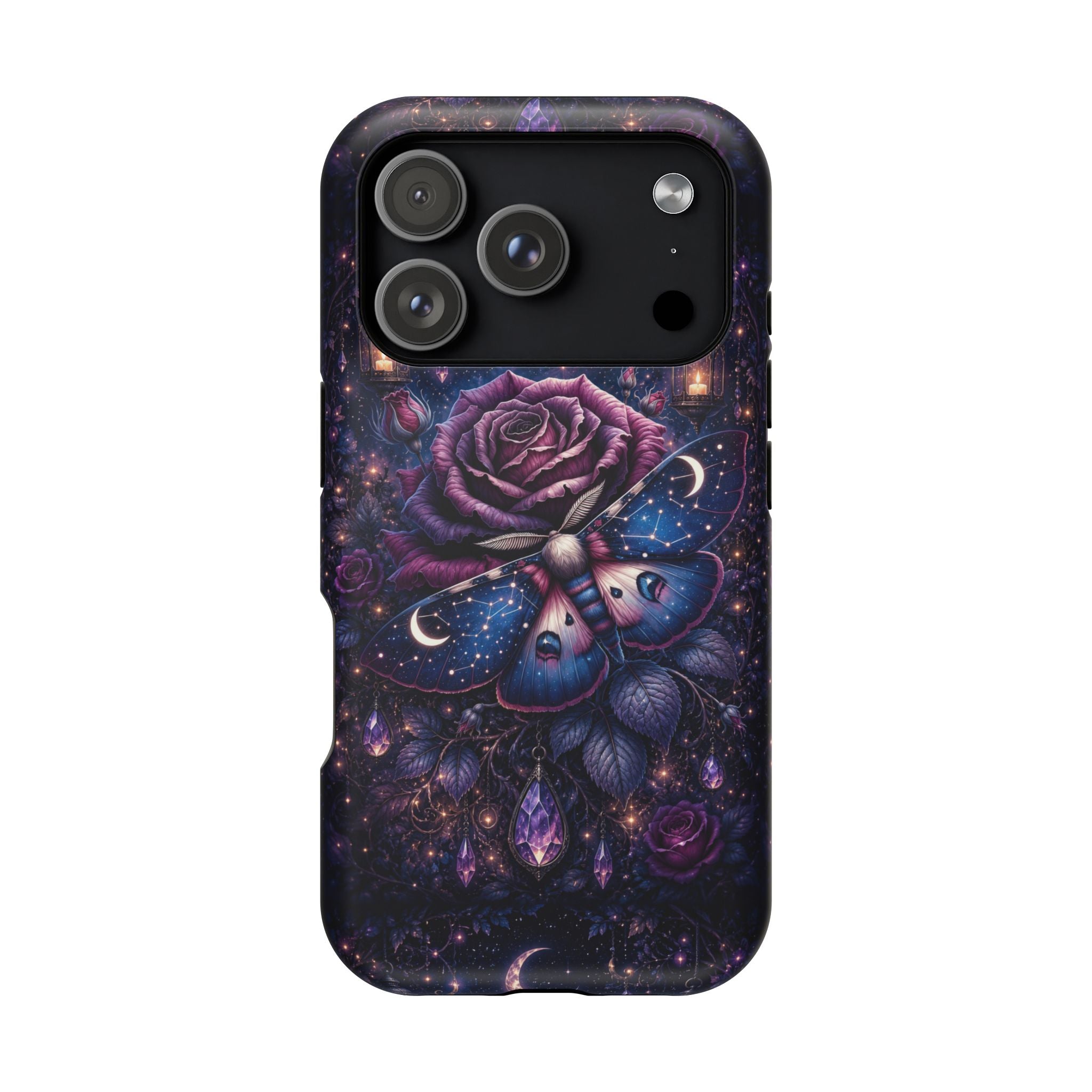 Mystical Rose & Moth Phone Case – Floral MagSafe-Compatible Cover