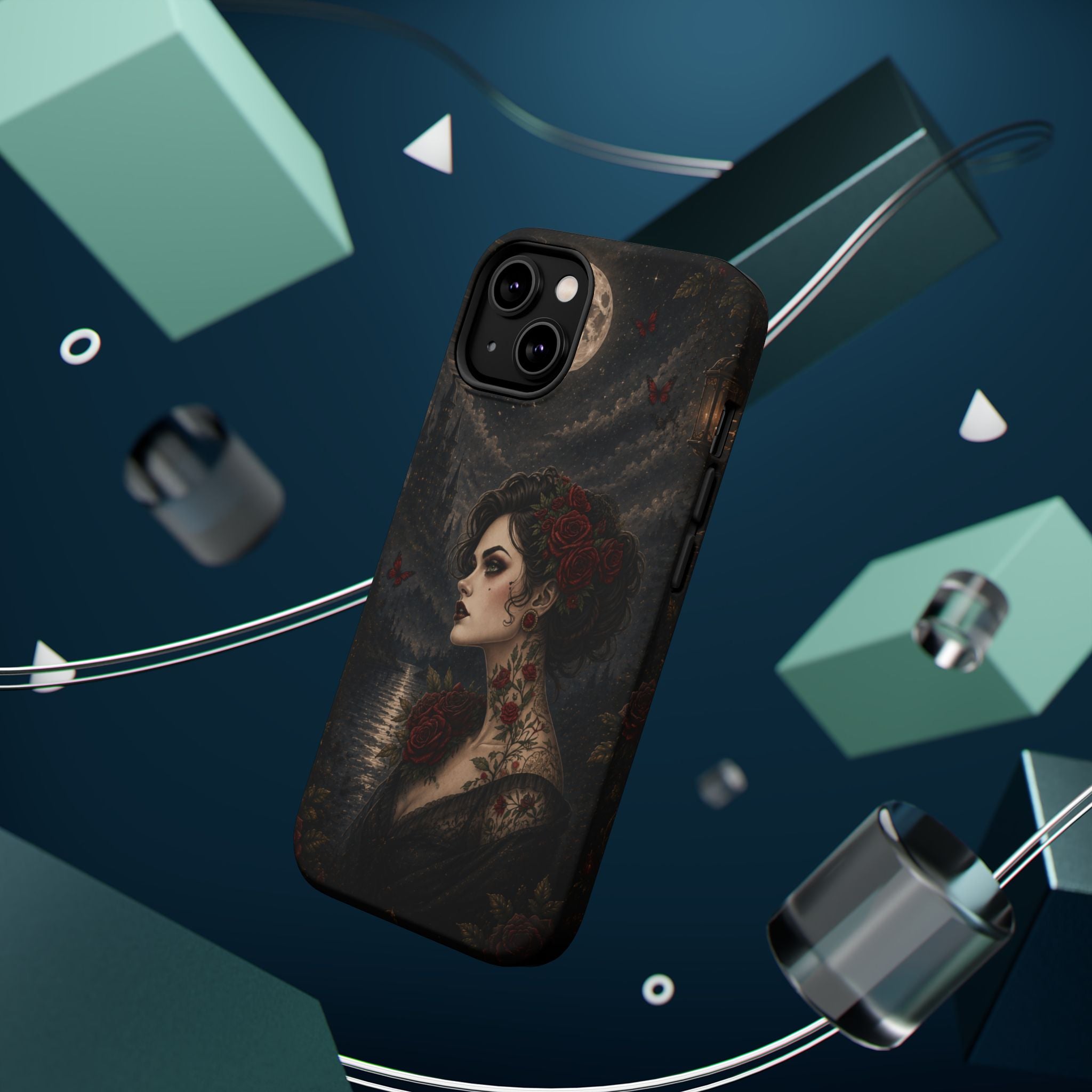 Gothic Rose Portrait Phone Case – Dark Romance MagSafe-Compatible Cover