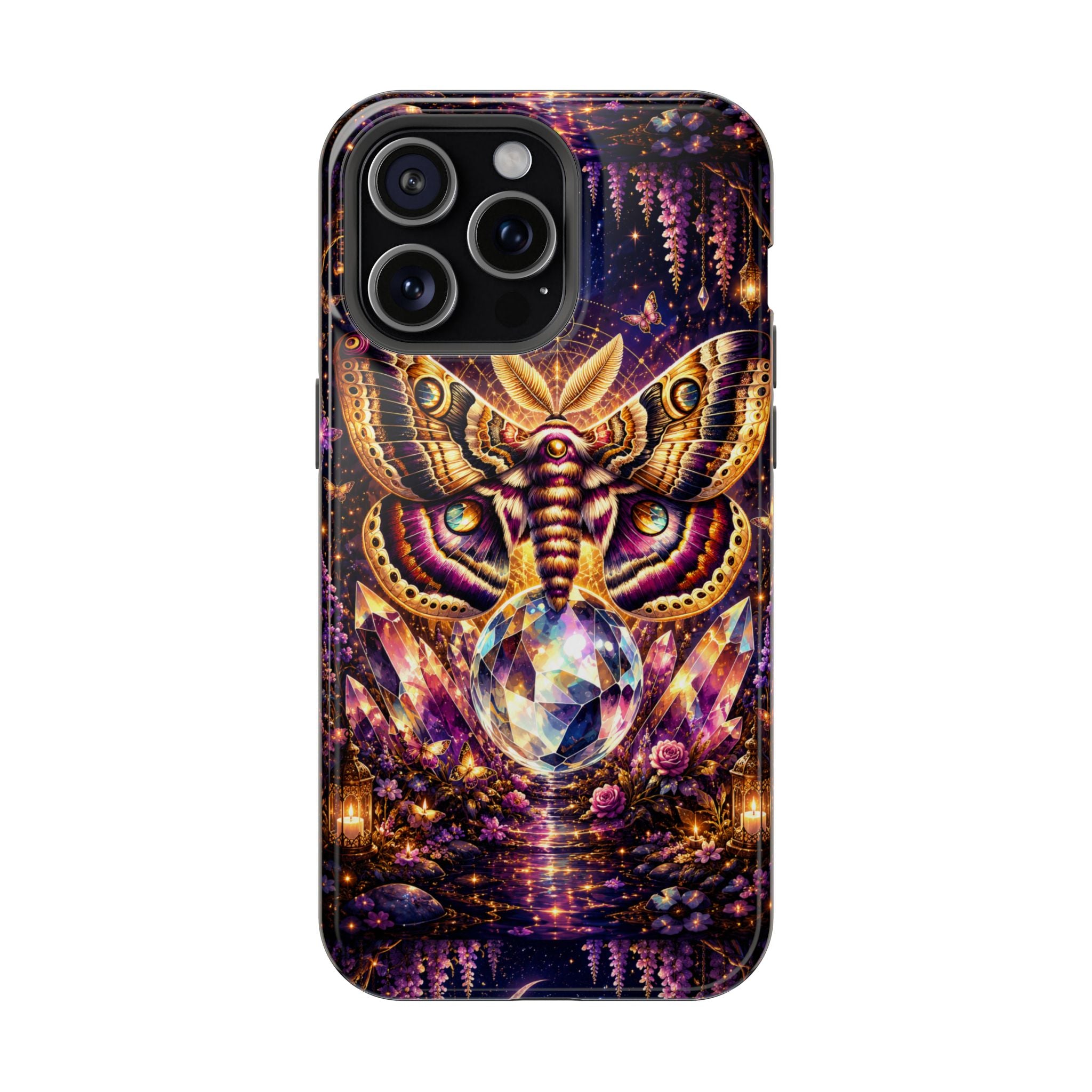 Mystic Moth Crystal Phone Case – Jewel-Toned MagSafe-Compatible Cover