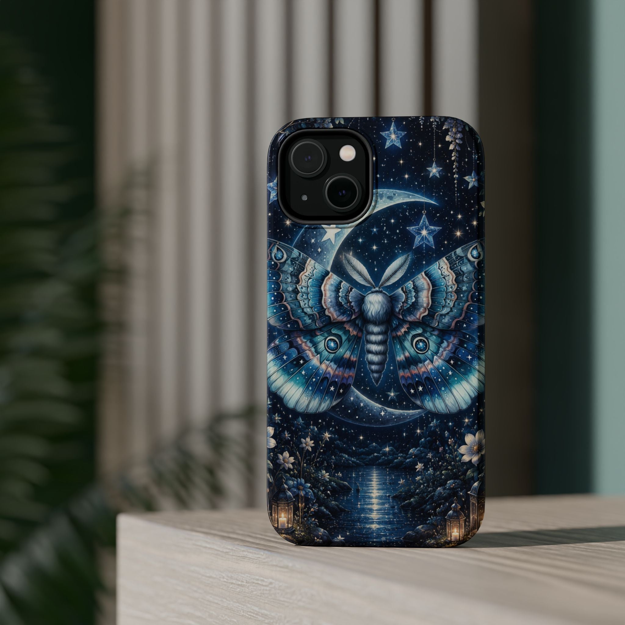 Mystic Moth Moon Phone Case – Night Sky MagSafe-Compatible Cover