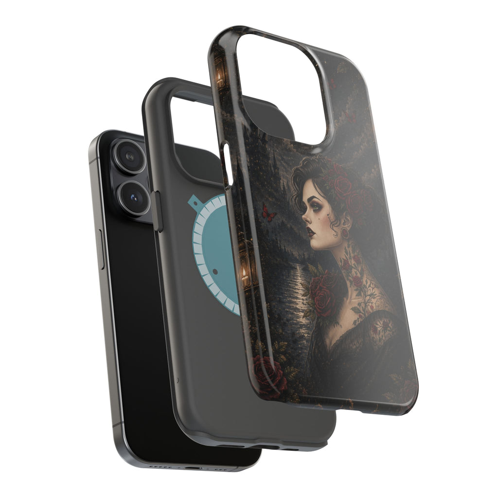 Gothic Rose Portrait Phone Case – Dark Romance MagSafe-Compatible Cover