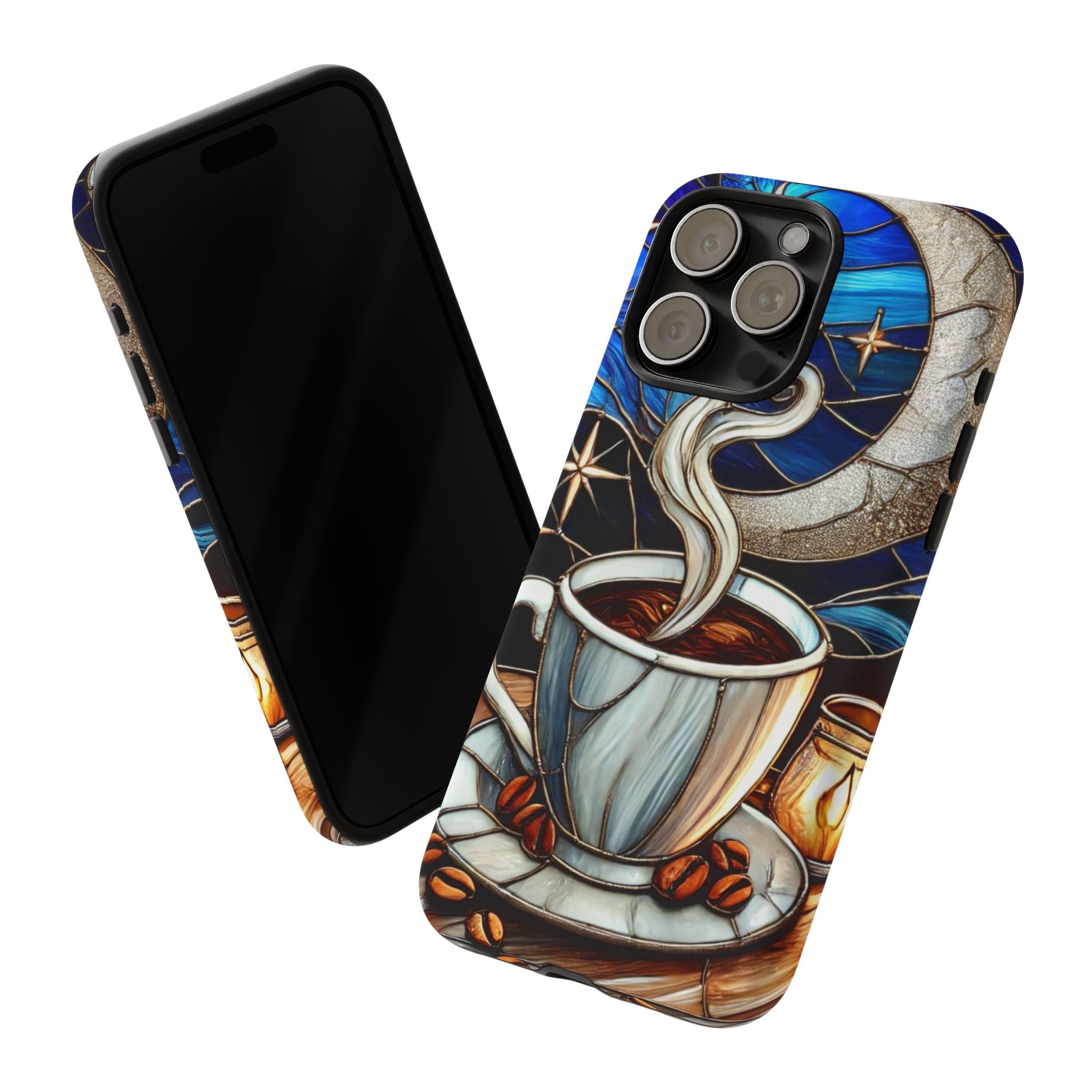 Stained Glass Coffee Phone Case – Cozy Artistic Design for Coffee Lovers