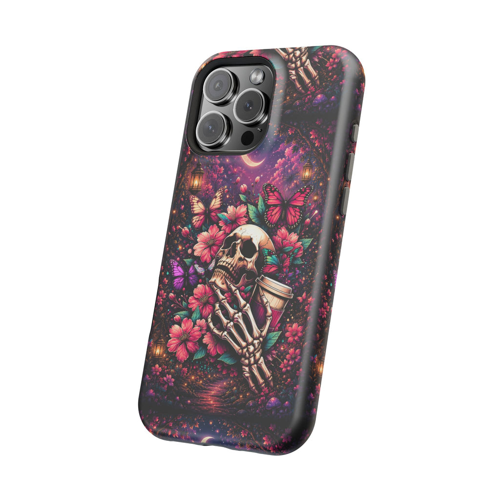 Skull & Butterflies Phone Case – Gothic Floral MagSafe-Compatible Case