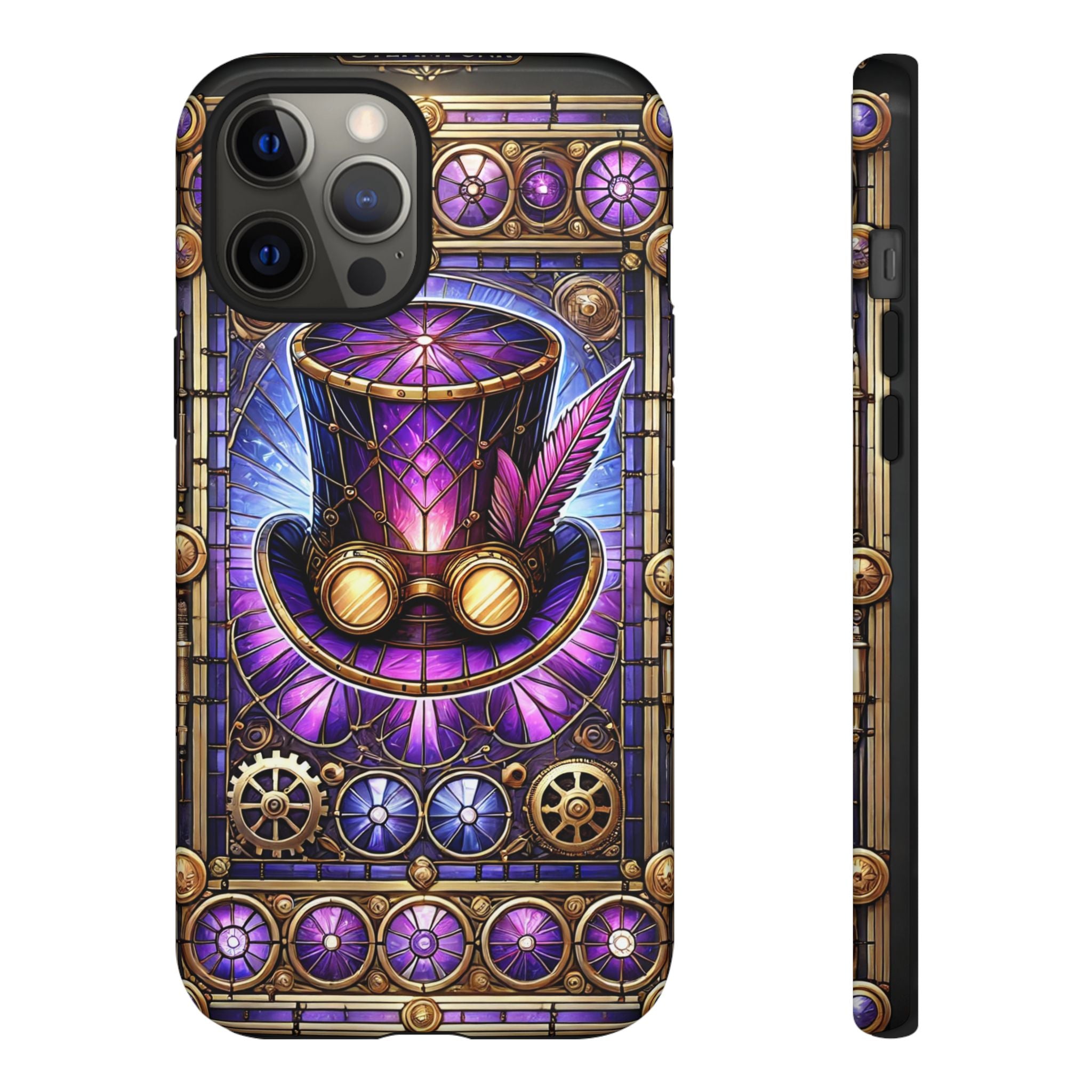 Stained Glass Steampunk iPhone Case – 3D Full-Wrap Protective Phone Cover With TPU Liner