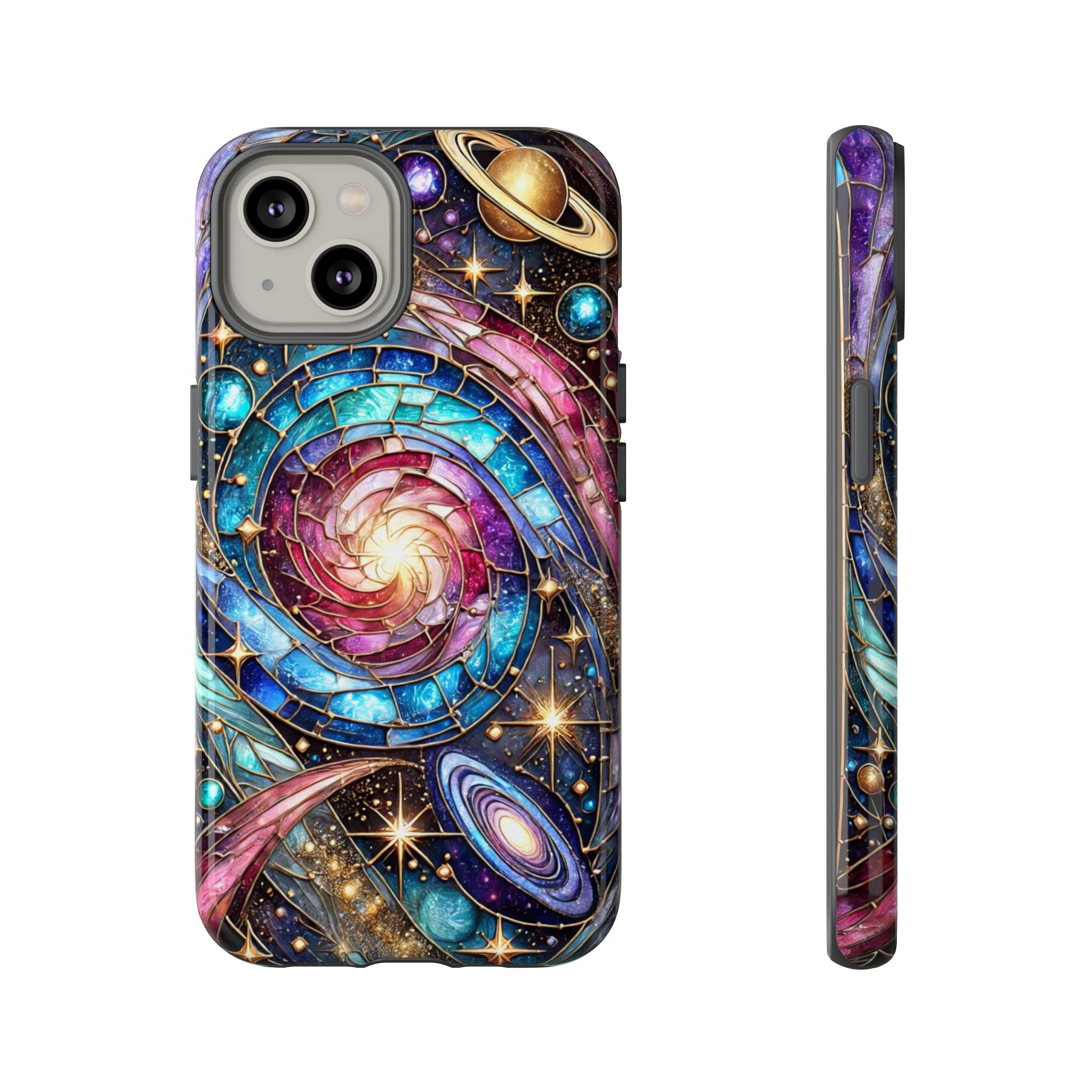 Galaxy Swirl Stained Glass Phone Case – Cosmic Celestial Cover