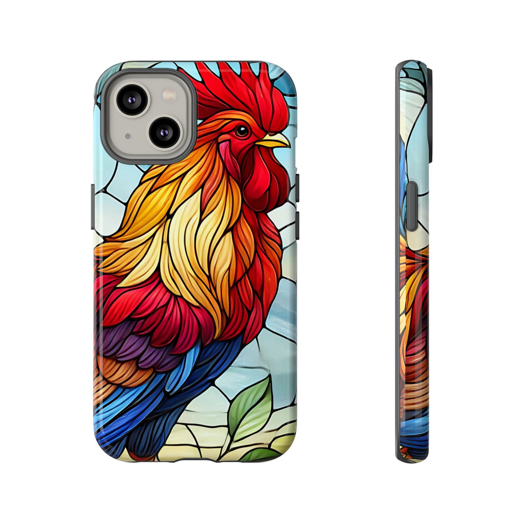 Colorful Stained Glass Rooster Android Case, Tough Protective Phone Cover, Farmhouse Decor Protective Phone Case, Unique Chicken Design